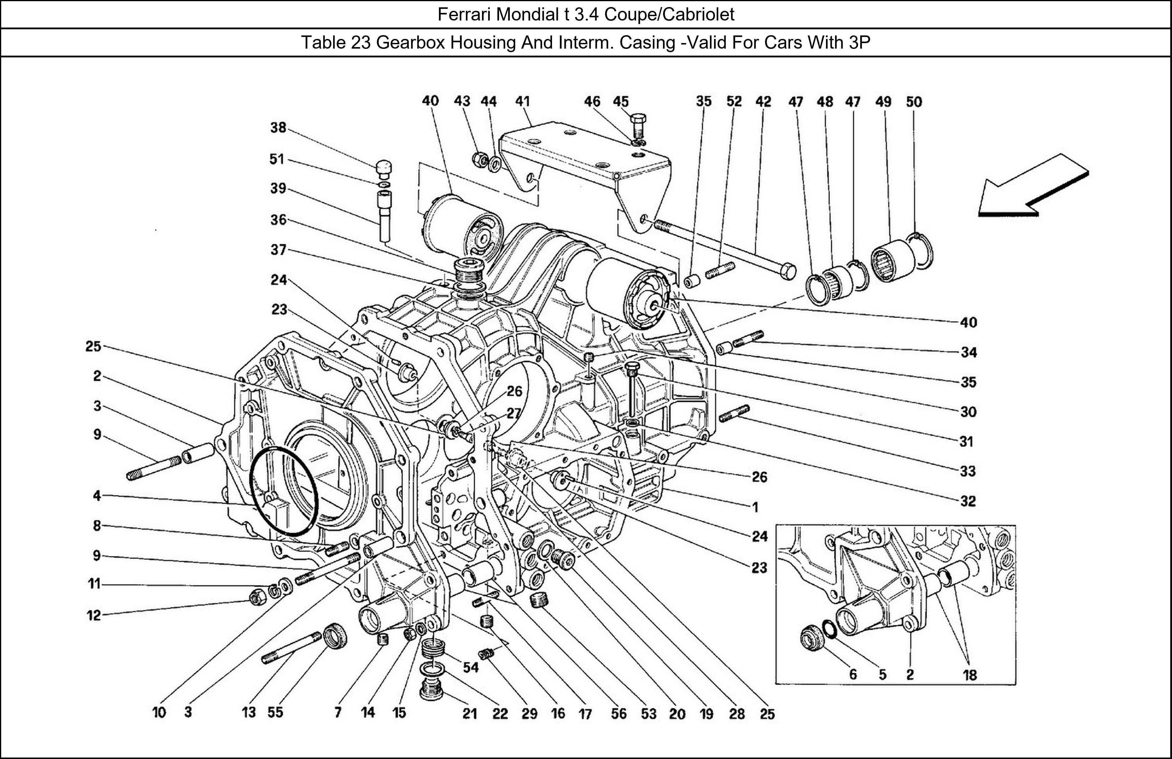 Table 23 - Gearbox Housing And Interm. Casing -Valid For Cars With 3P