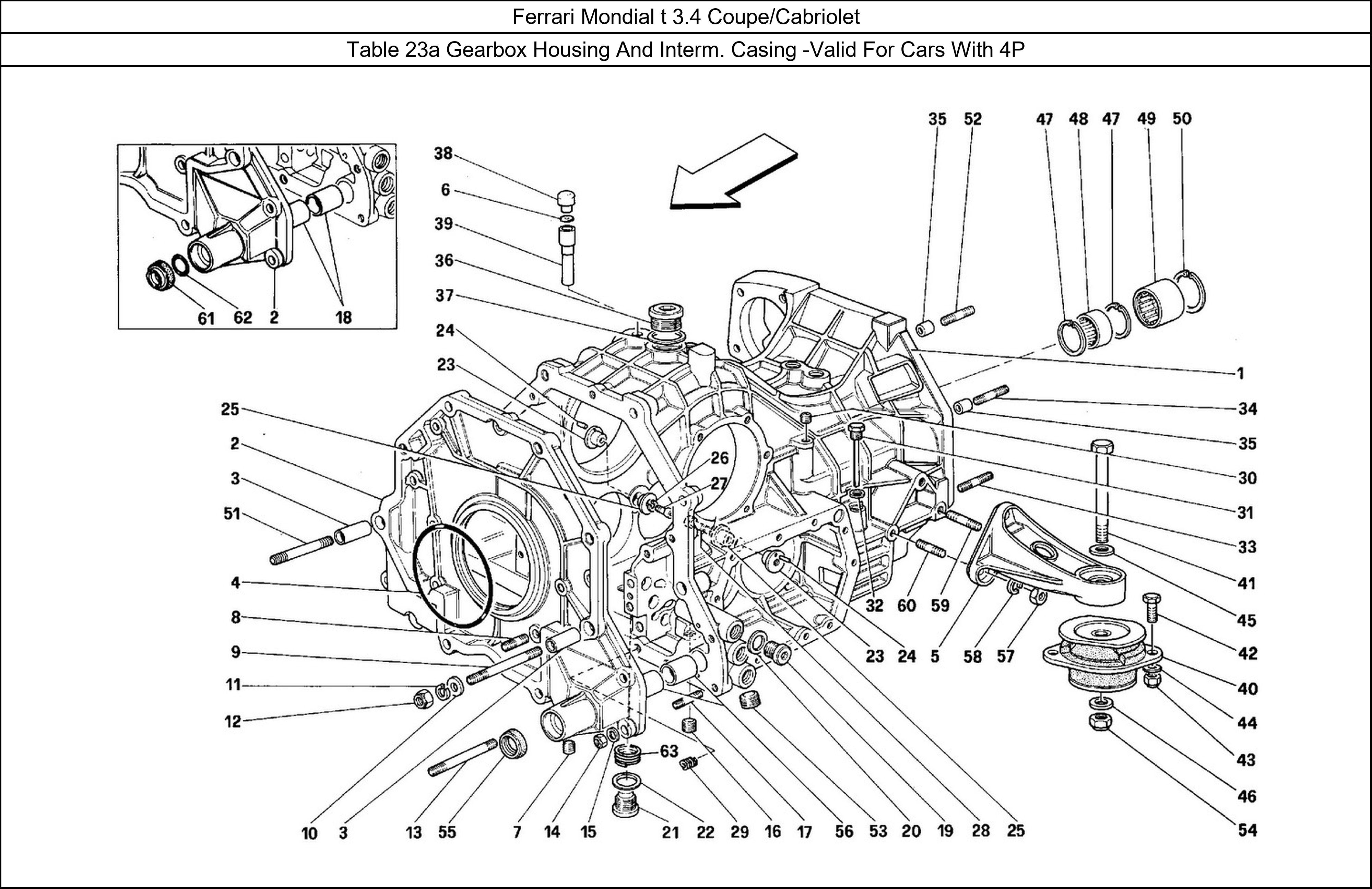 Table 23a - Gearbox Housing And Interm. Casing -Valid For Cars With 4P