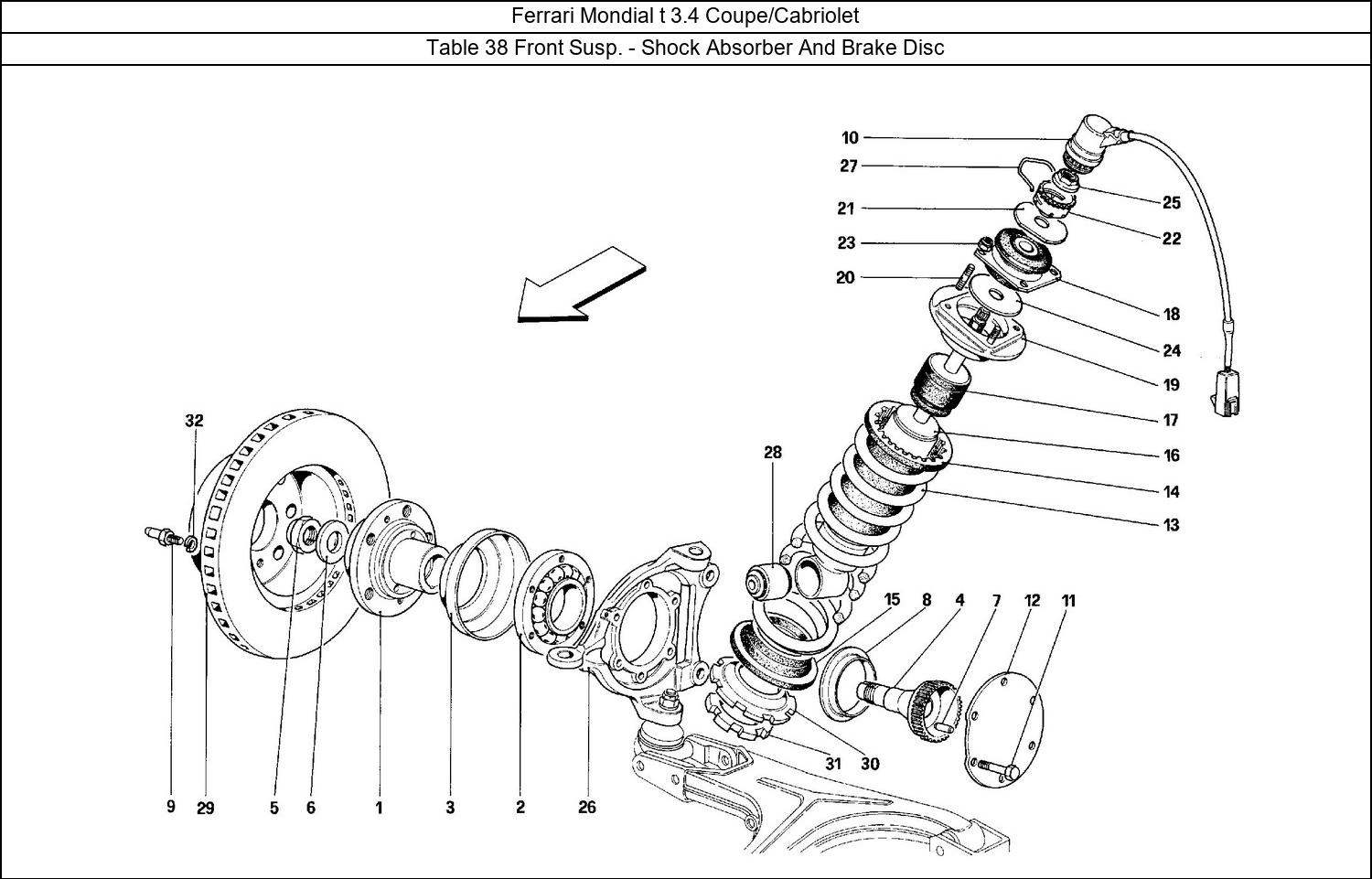 Table 38 - Front Susp. - Shock Absorber And Brake Disc