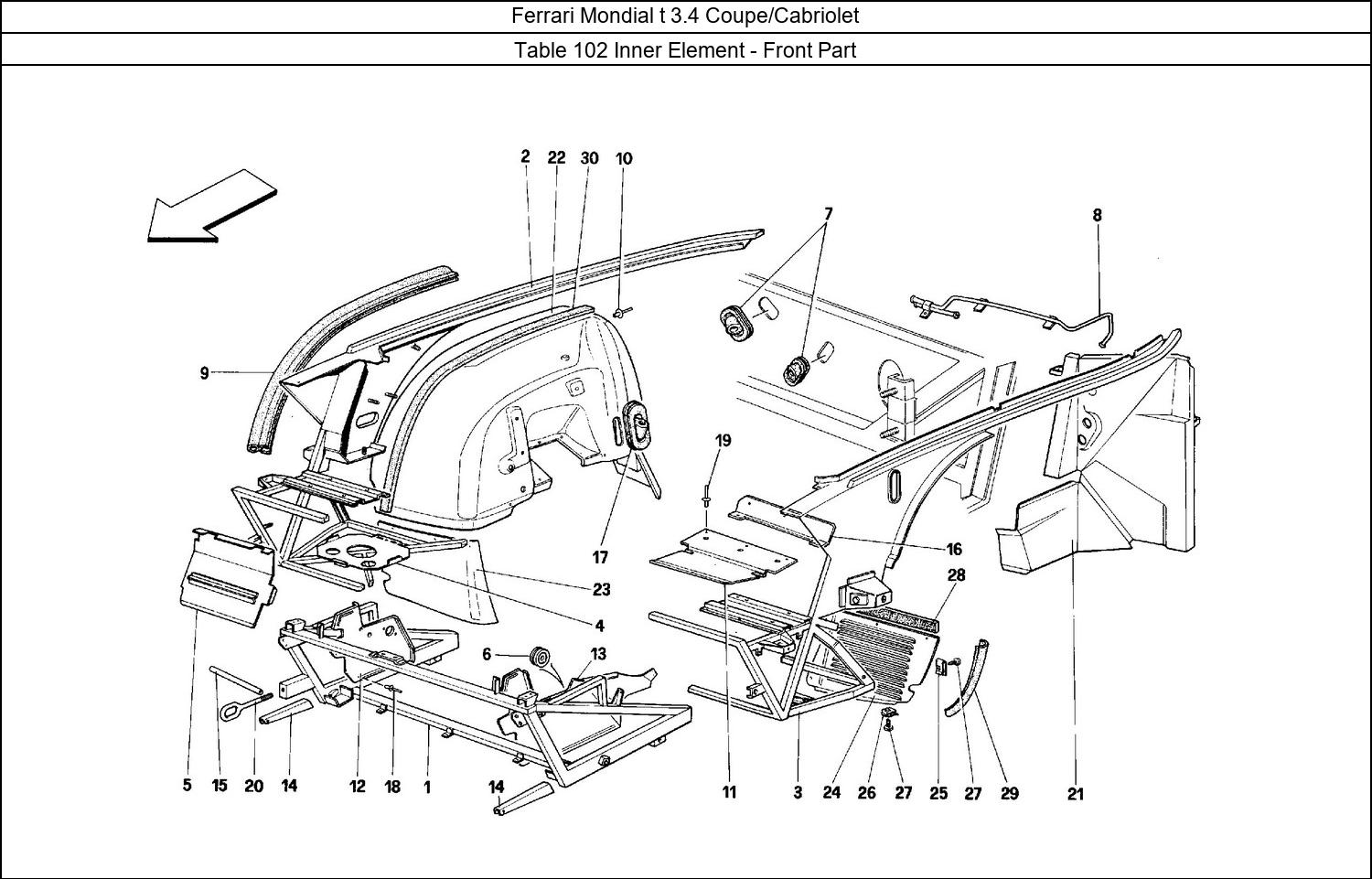 Table 102 - Inner Element - Front Part