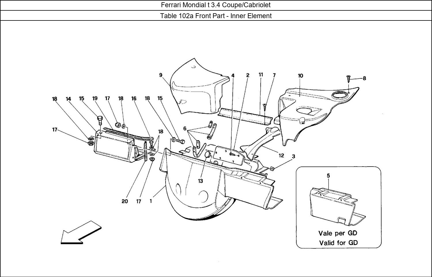 Table 102a - Front Part - Inner Element