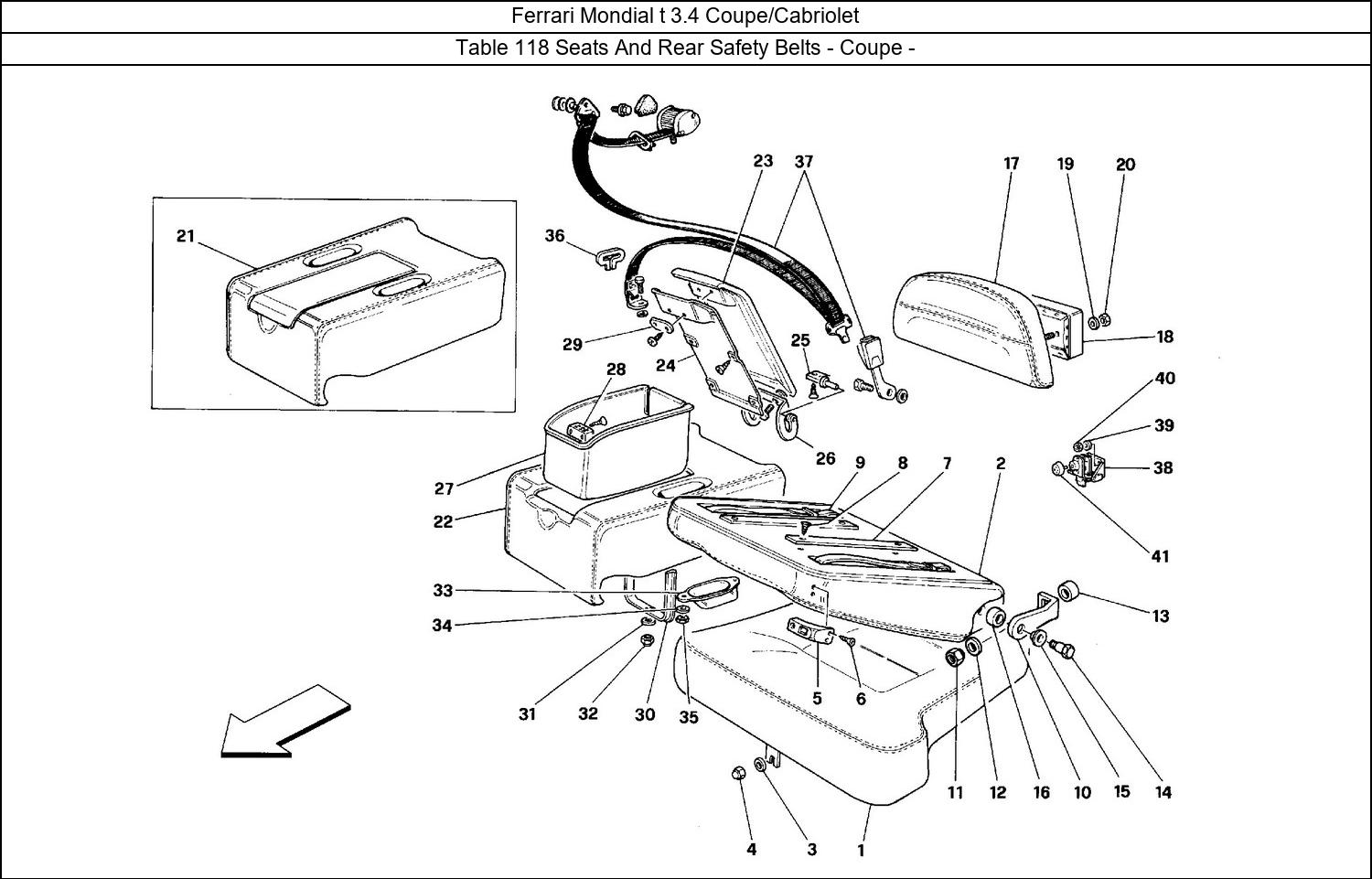 Table 118 - Seats And Rear Safety Belts - Coupe -