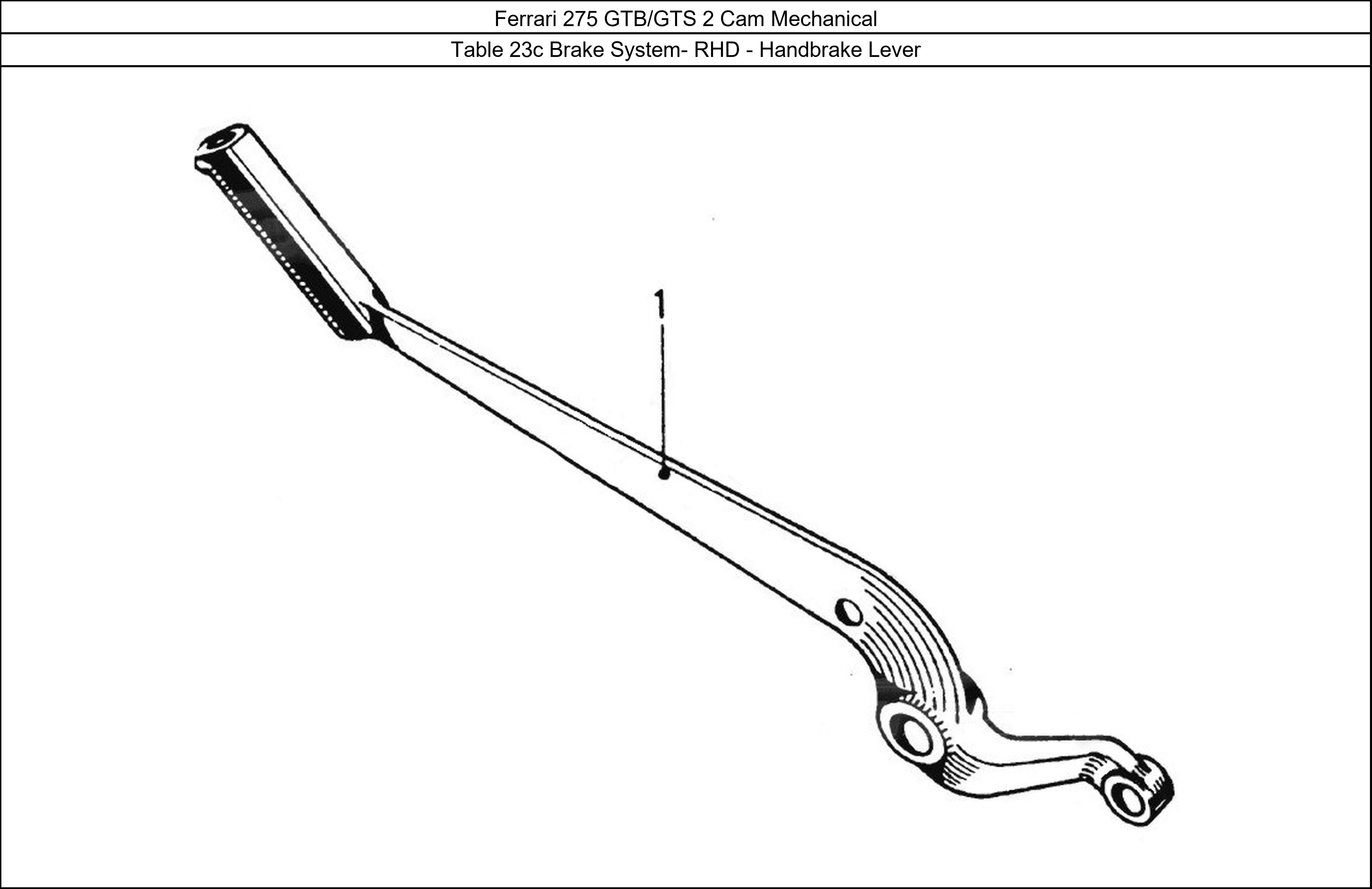 Table 23c - Brake System- RHD - Handbrake Lever