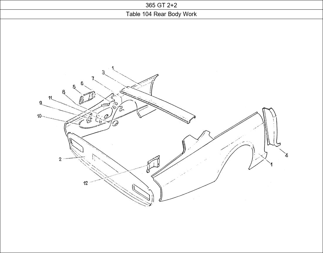 Table 104 - Rear Body Work