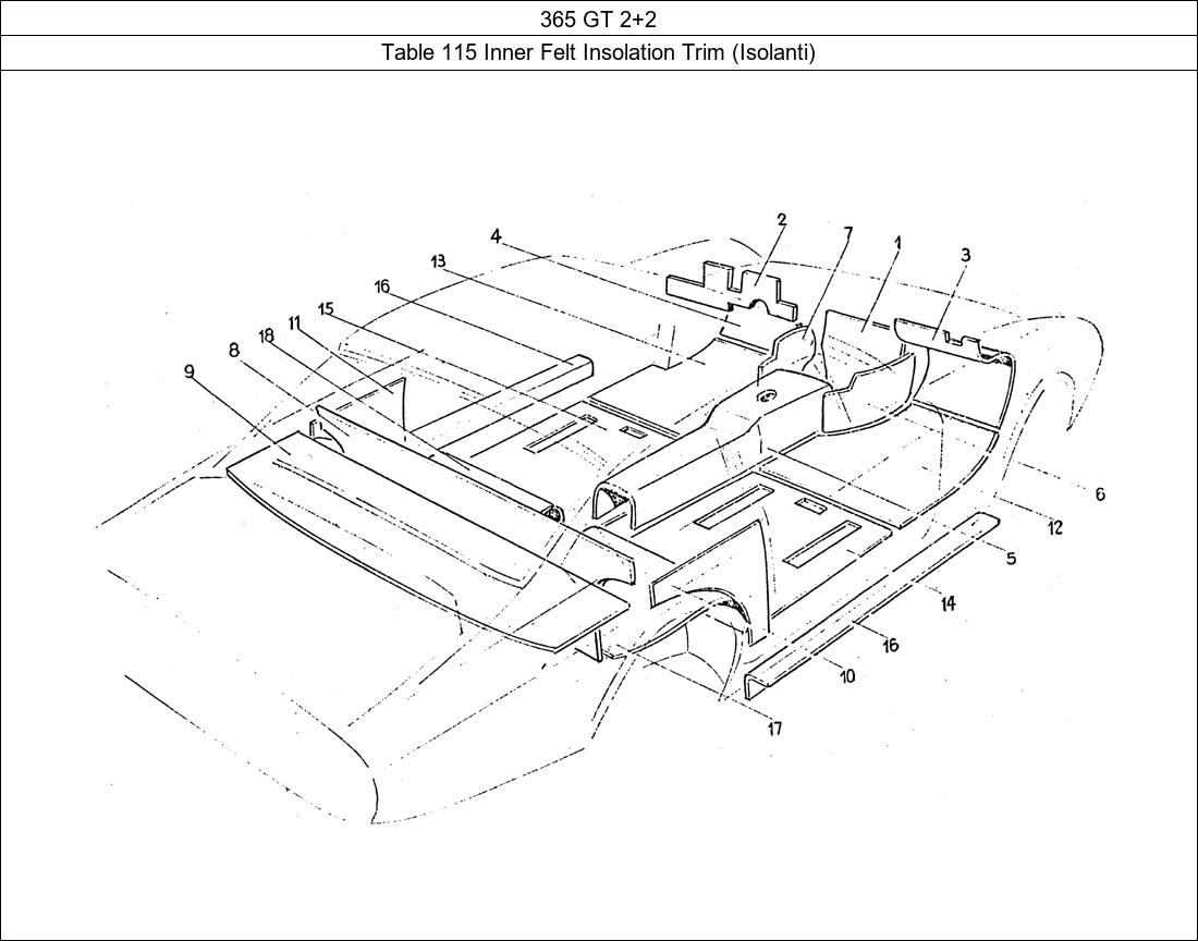 Table 115 - Inner Felt Insolation Trim (Isolanti)