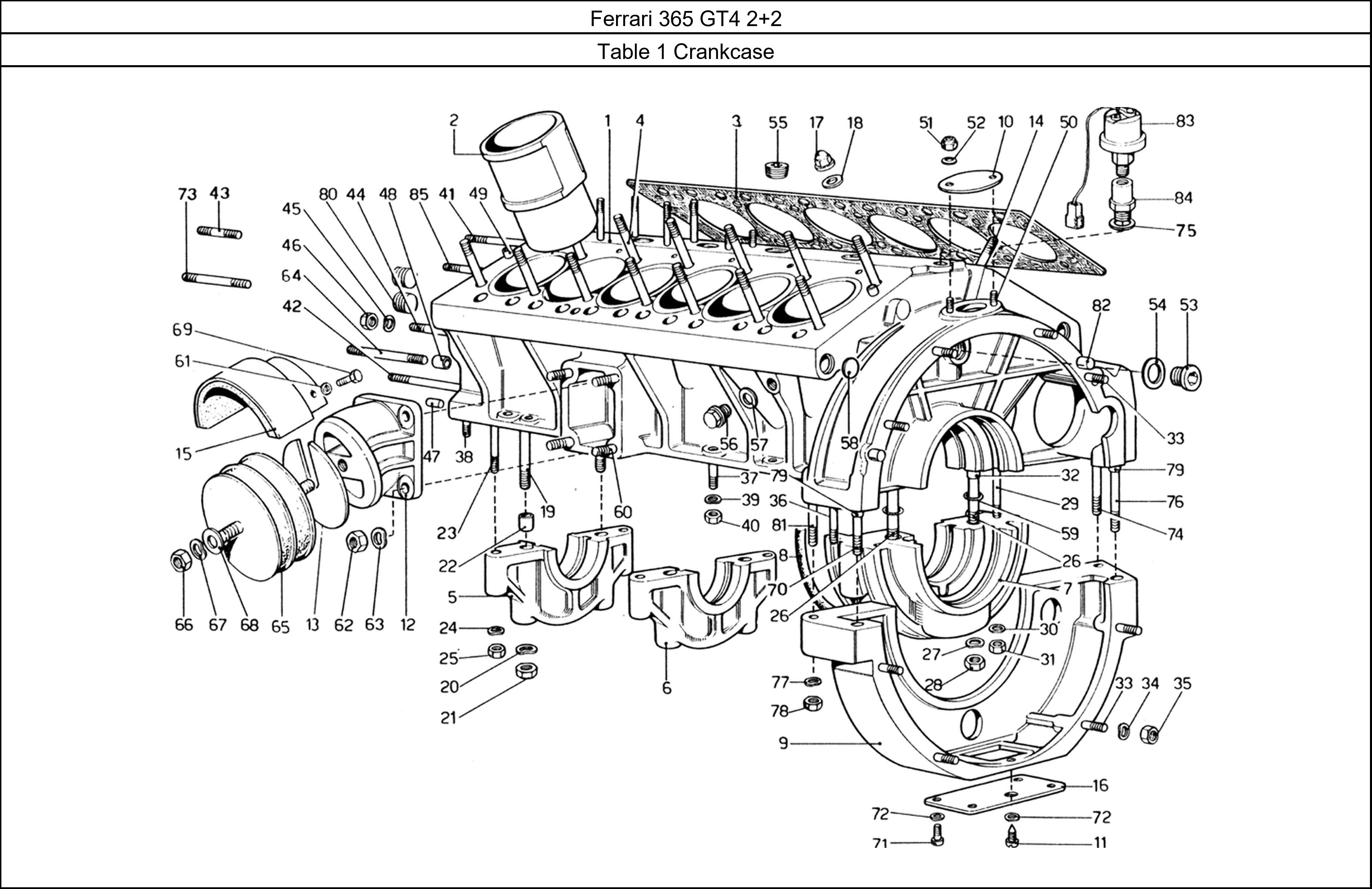 Table 1 - Crankcase