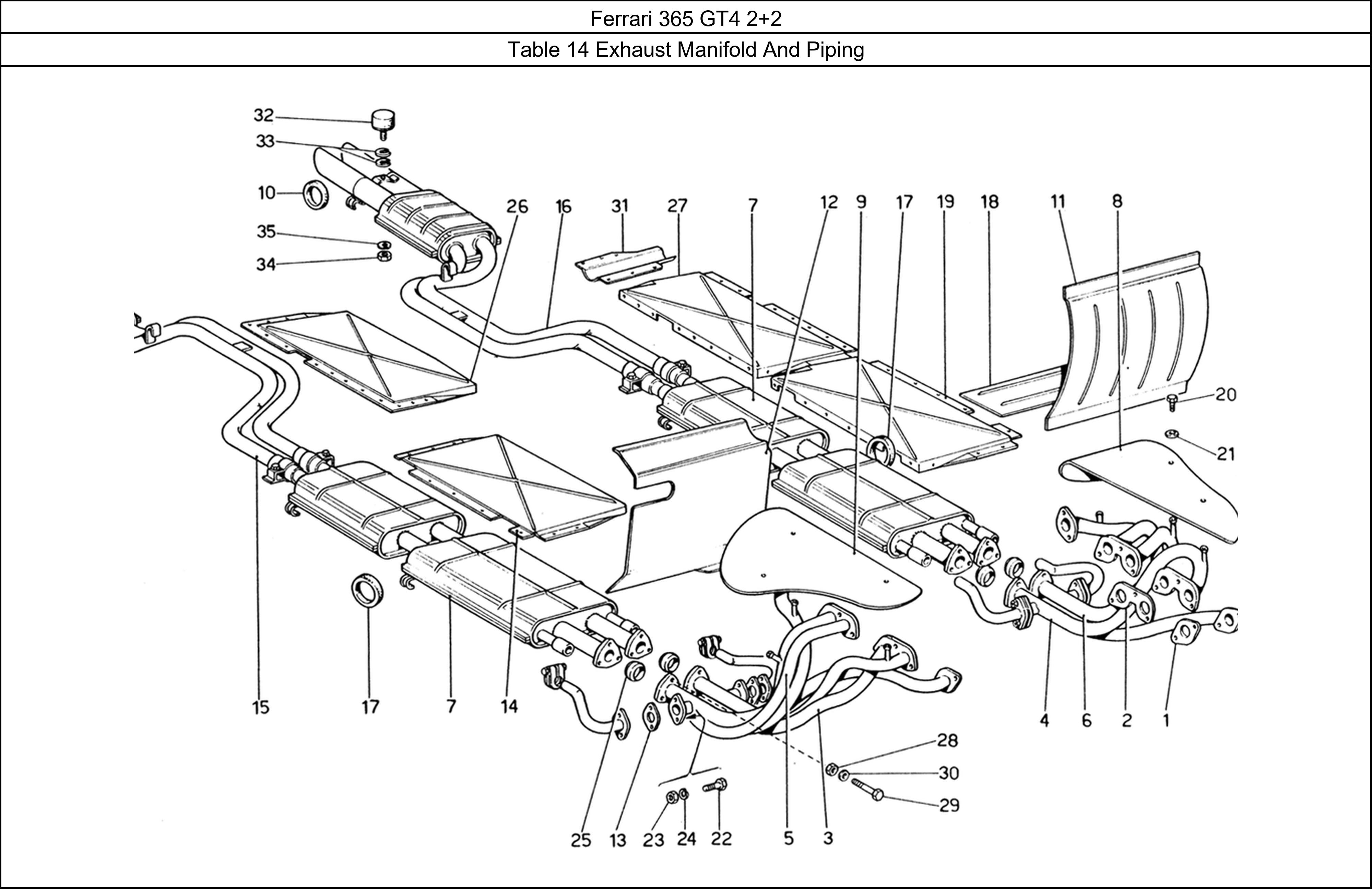 Table 14 - Exhaust Manifold And Piping