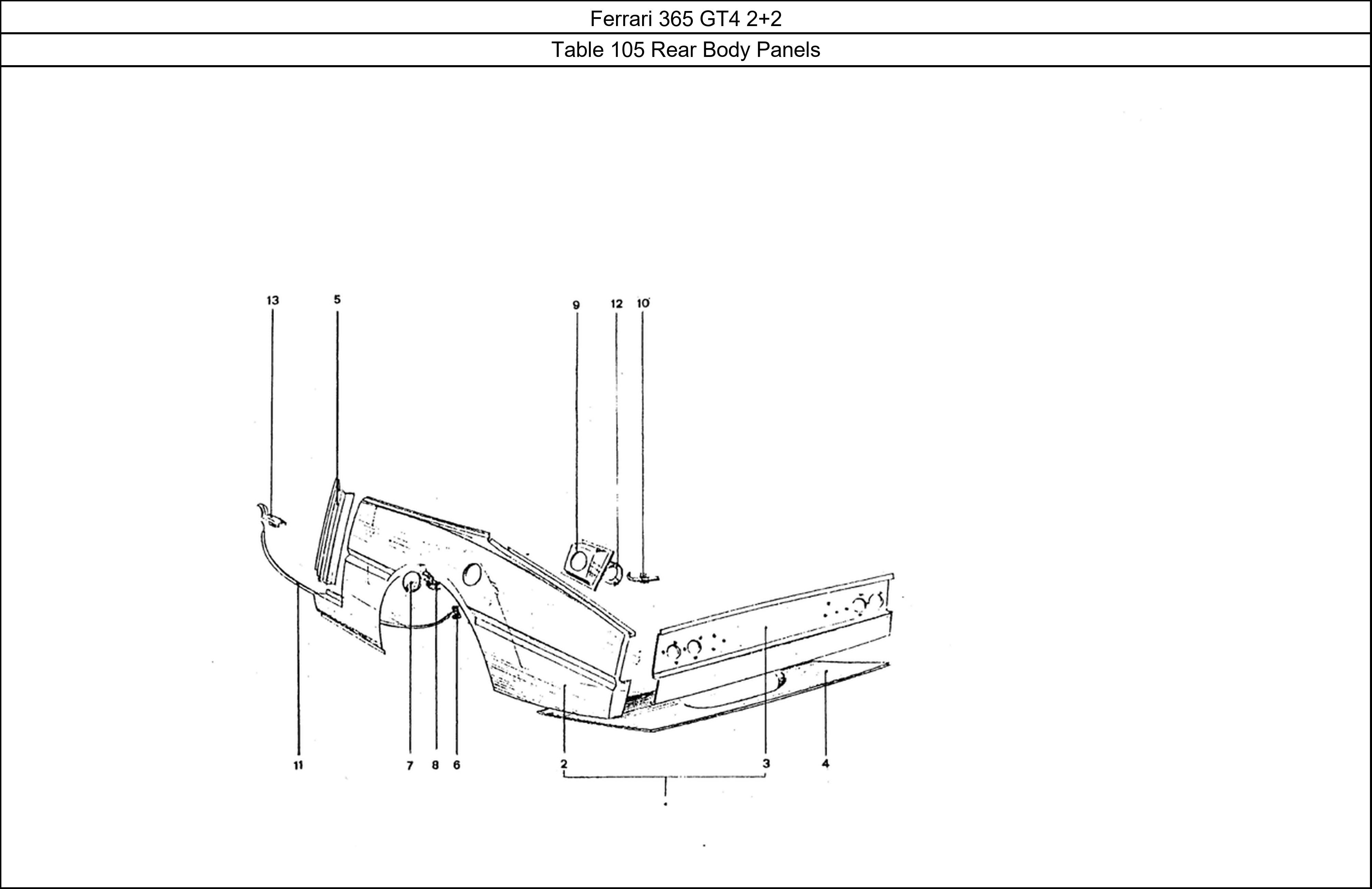 Table 105 - Rear Body Panels