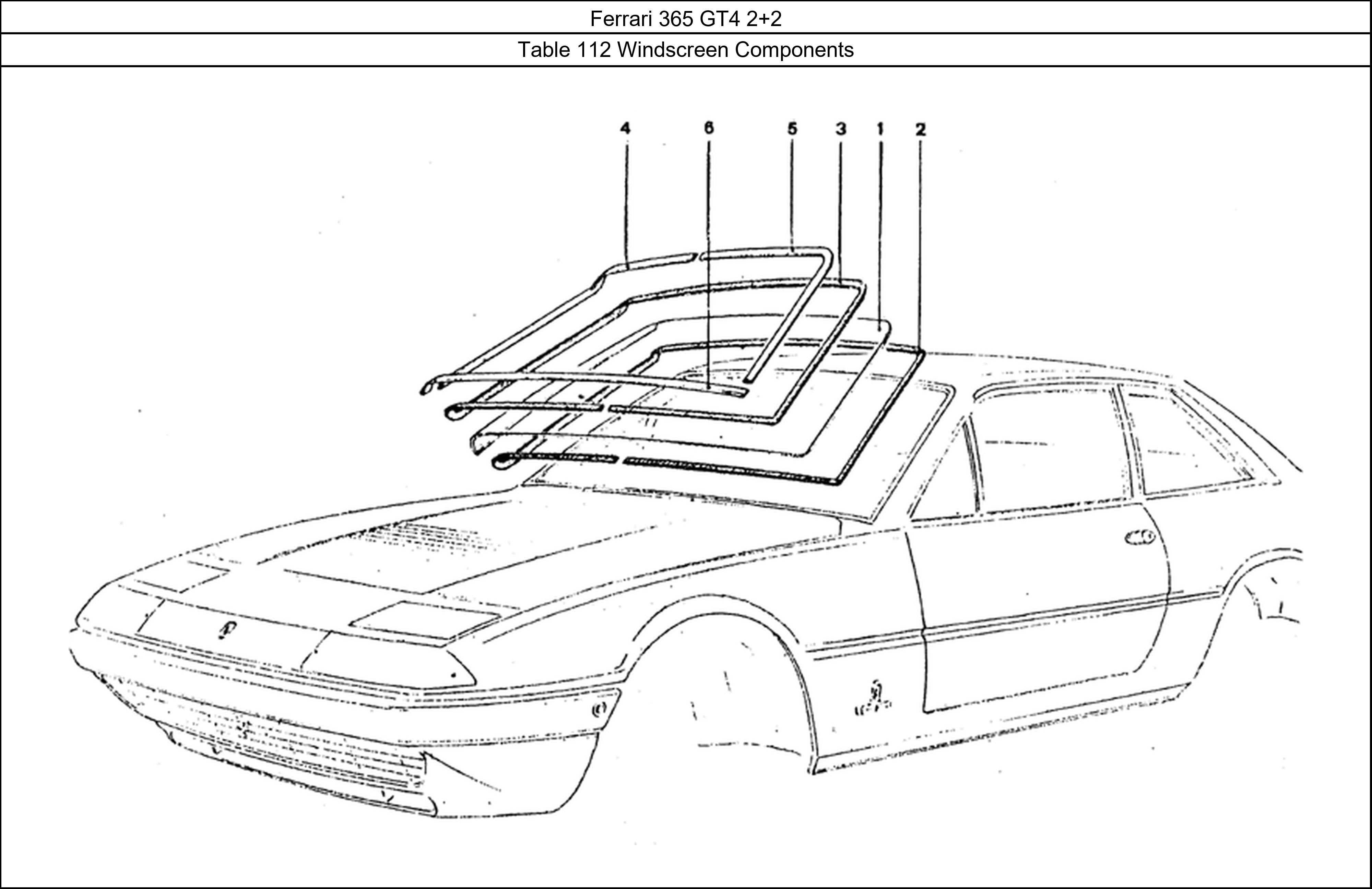 Table 112 - Windscreen Components