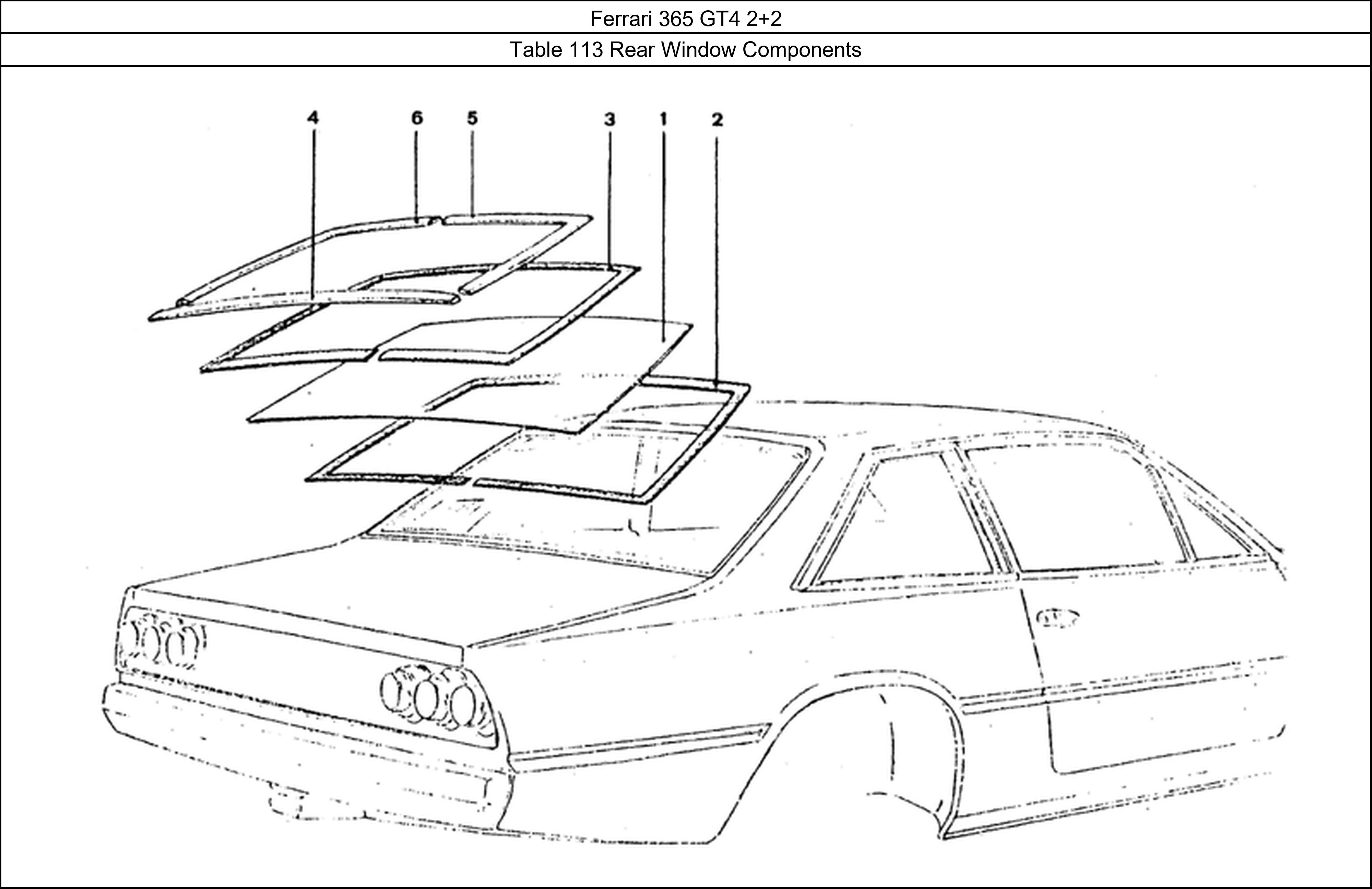 Table 113 - Rear Window Components