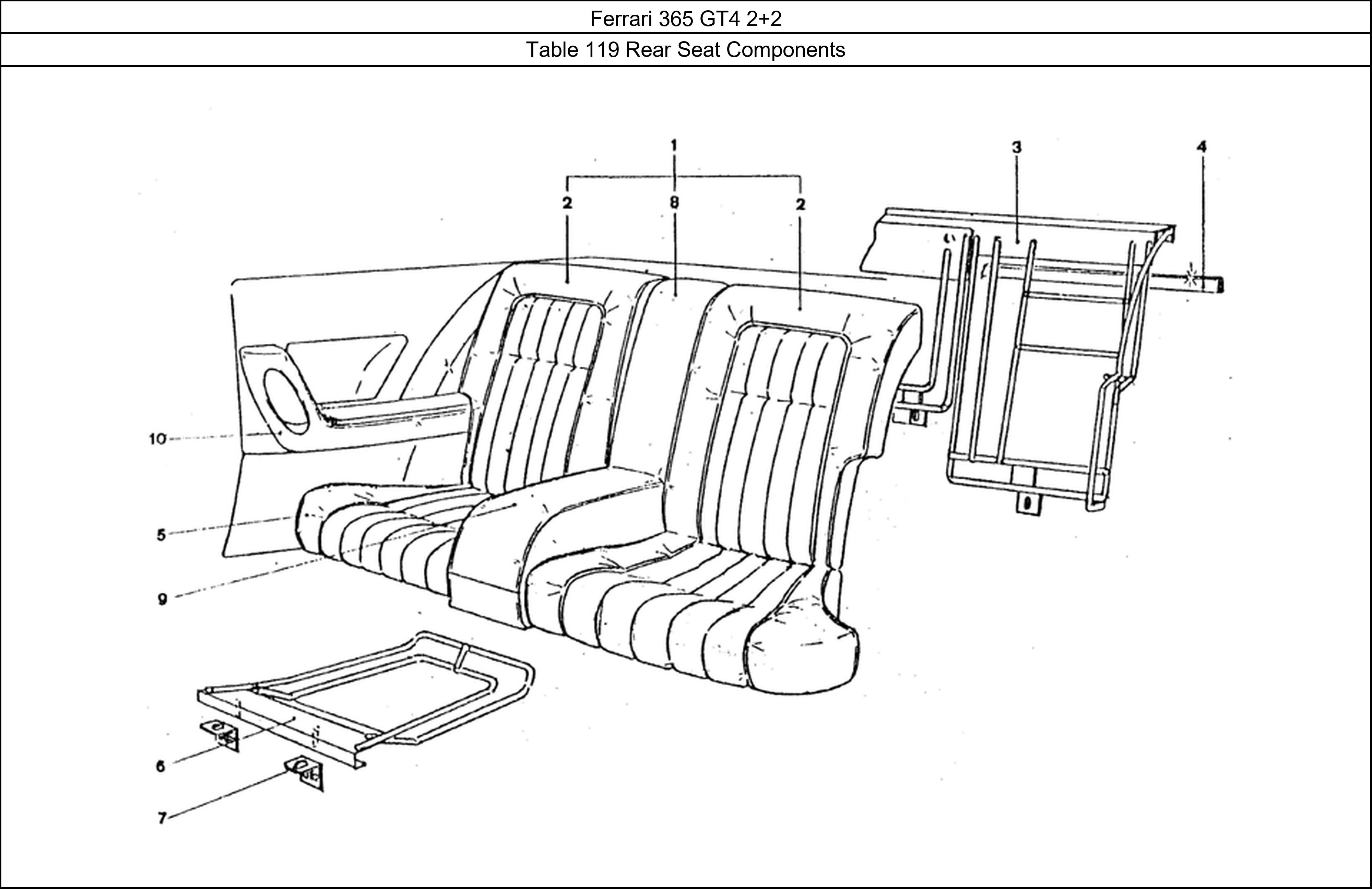 Table 119 - Rear Seat Components