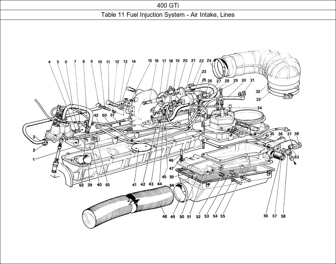 Table 11 - Fuel Injuction System - Air Intake, Lines