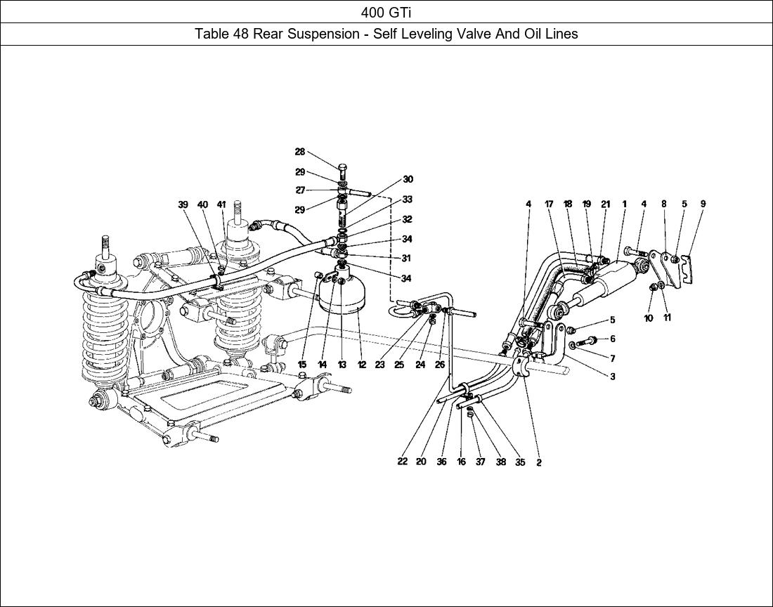 Table 48 - Rear Suspension - Self Leveling Valve And Oil Lines