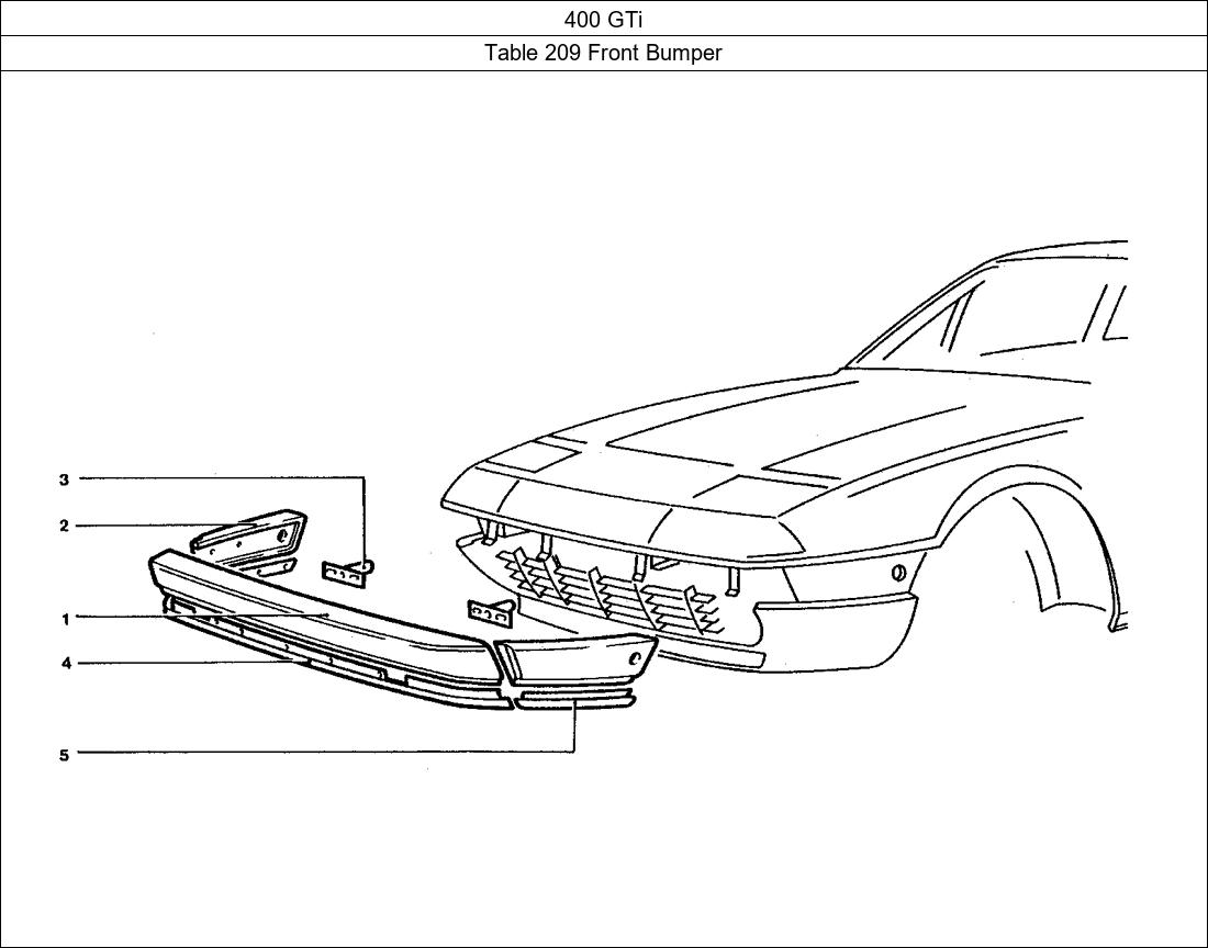 Table 209 - Front Bumper