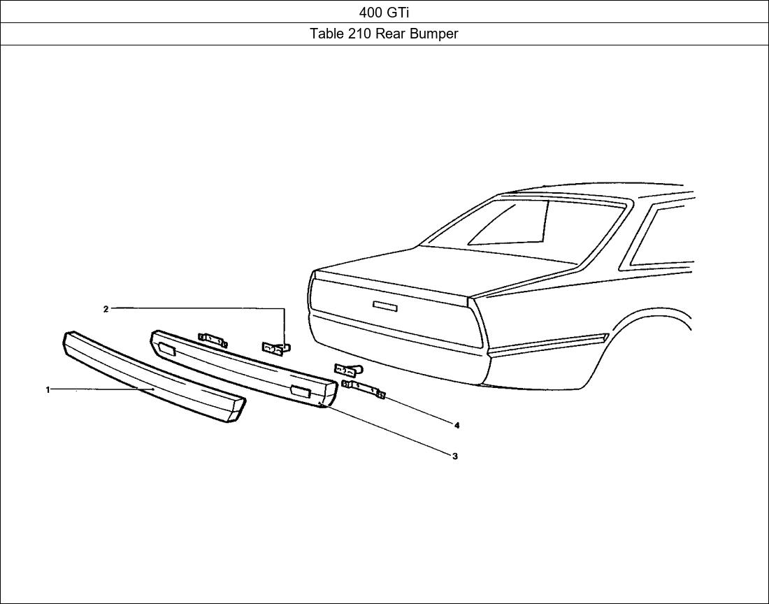 Table 210 - Rear Bumper