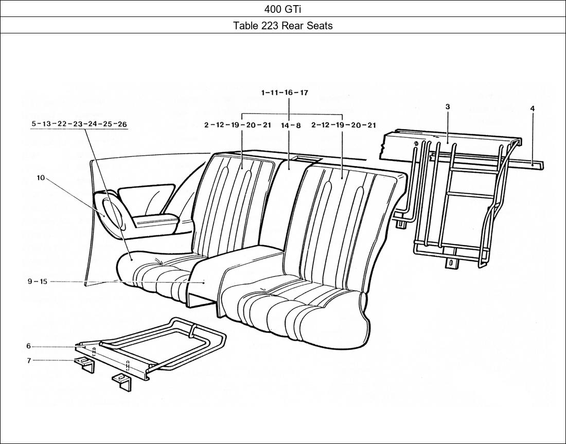 Table 223 - Rear Seats