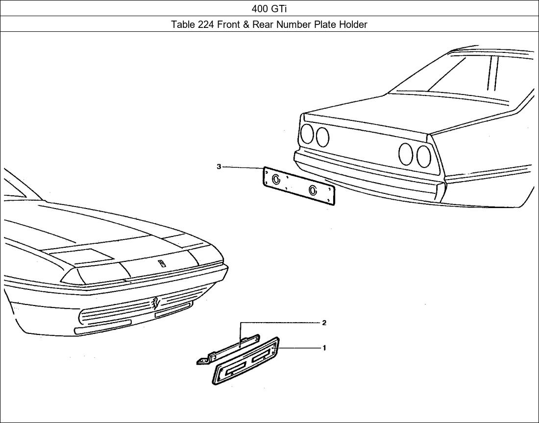 Table 224 - Front & Rear Number Plate Holder