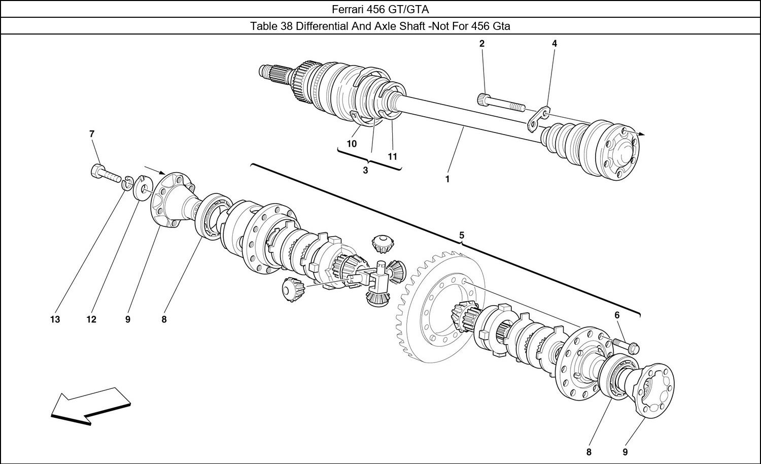 Table 38 - Differential And Axle Shaft -Not For 456 Gta