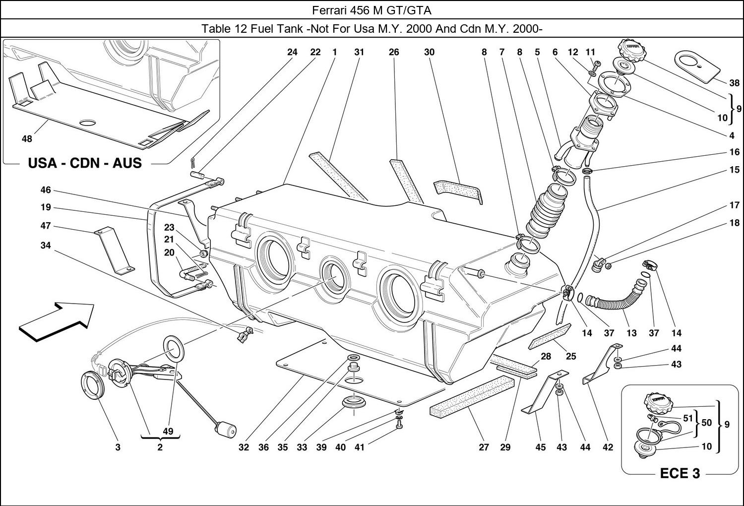 Table 12 - Fuel Tank -Not For Usa M.Y. 2000 And Cdn M.Y. 2000-