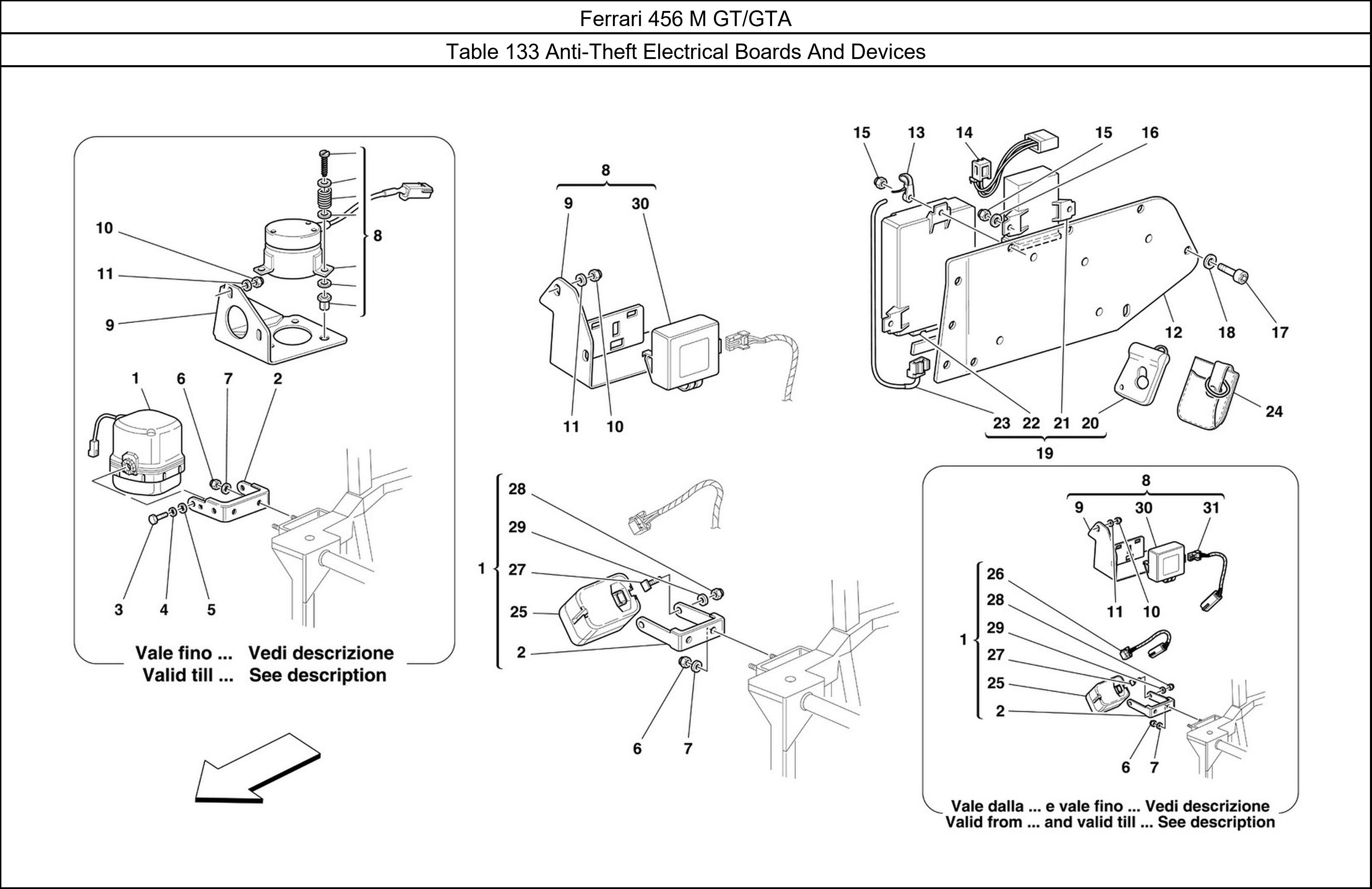 Table 133 - Anti-Theft Electrical Boards And Devices