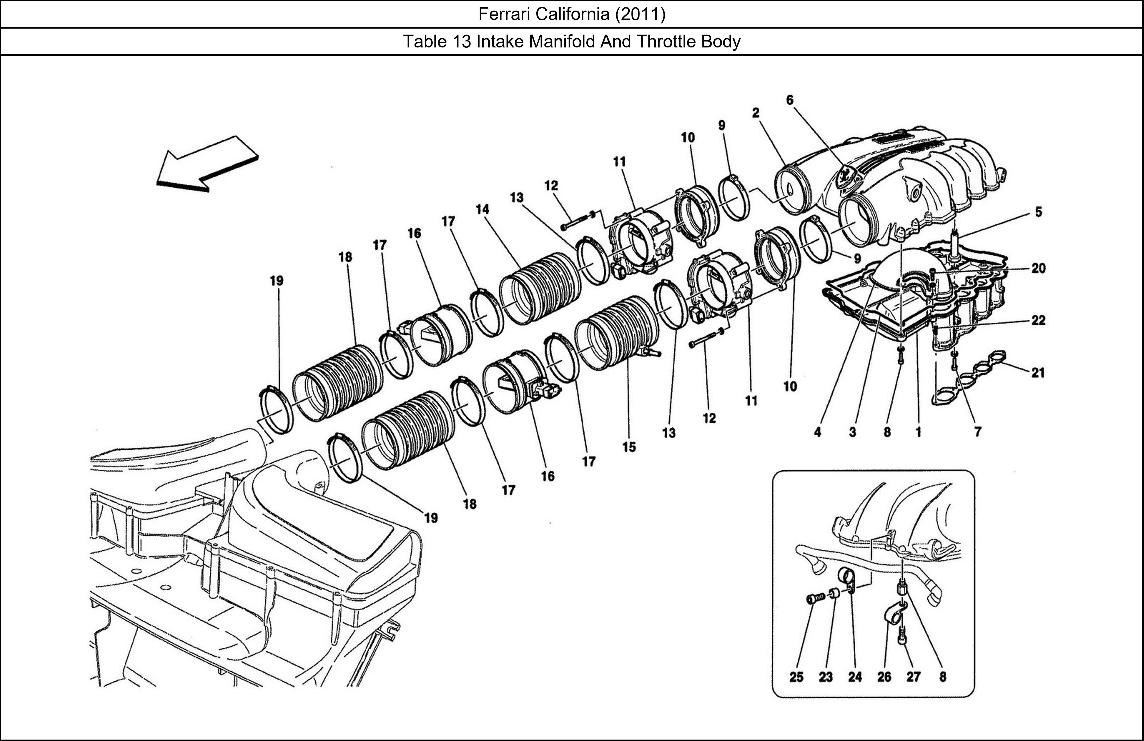 Ferrari Parts Ferrari California (2011) Table 13 Intake Manifold And Throttle Body