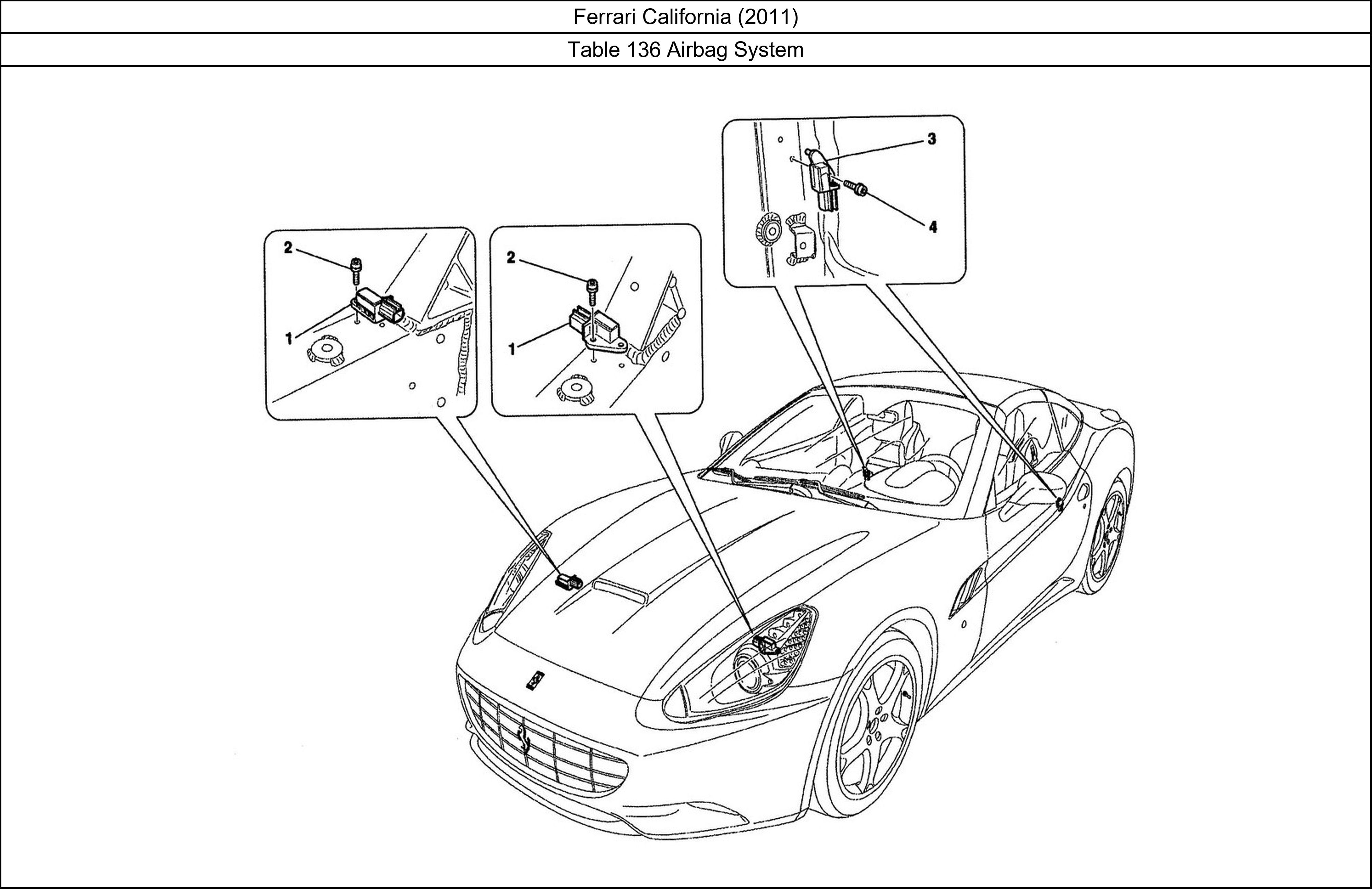 Ferrari Parts Ferrari California (2011) Table 136 Airbag System