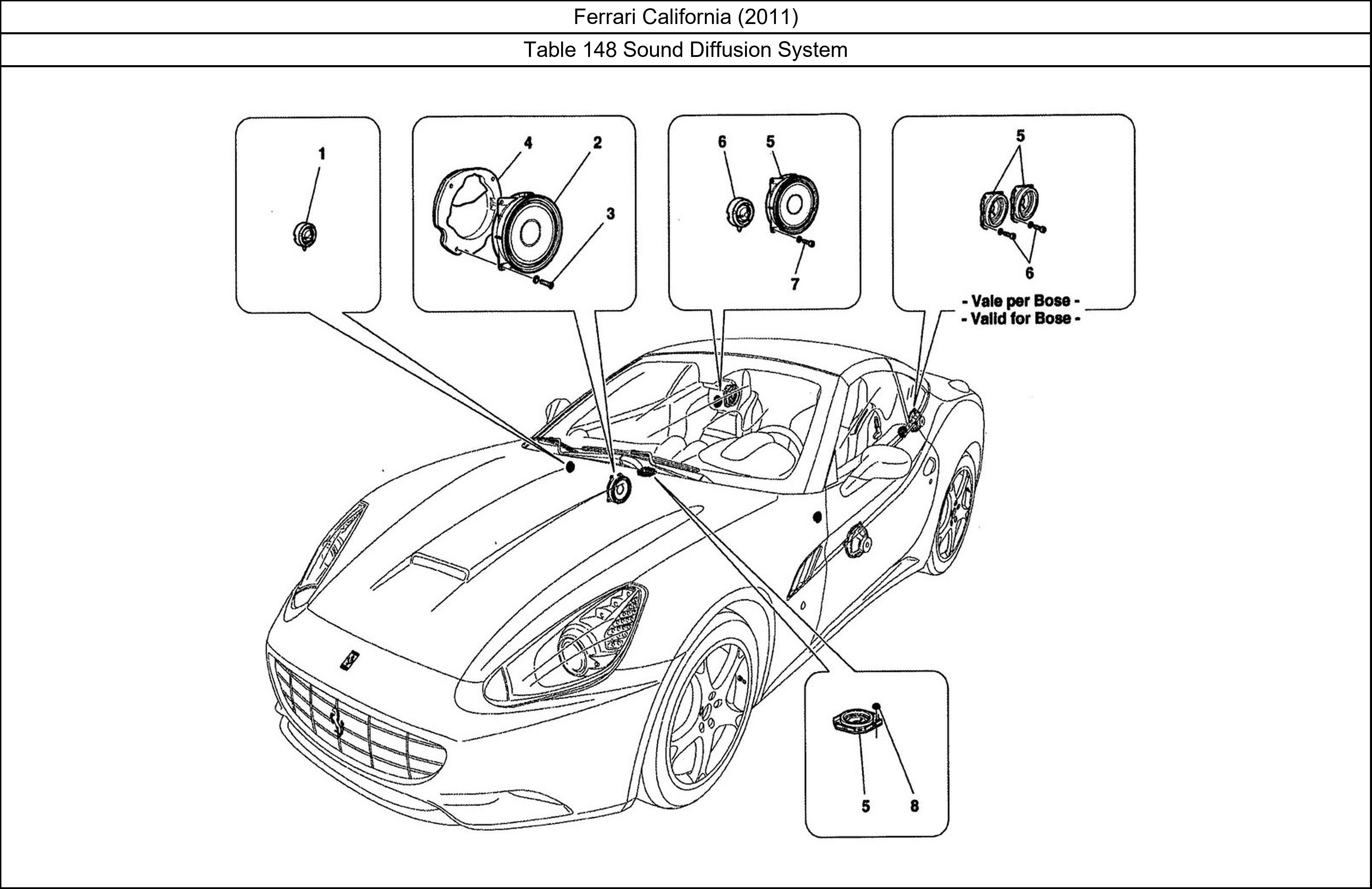 Ferrari Parts Ferrari California (2011) Table 148 Sound Diffusion System