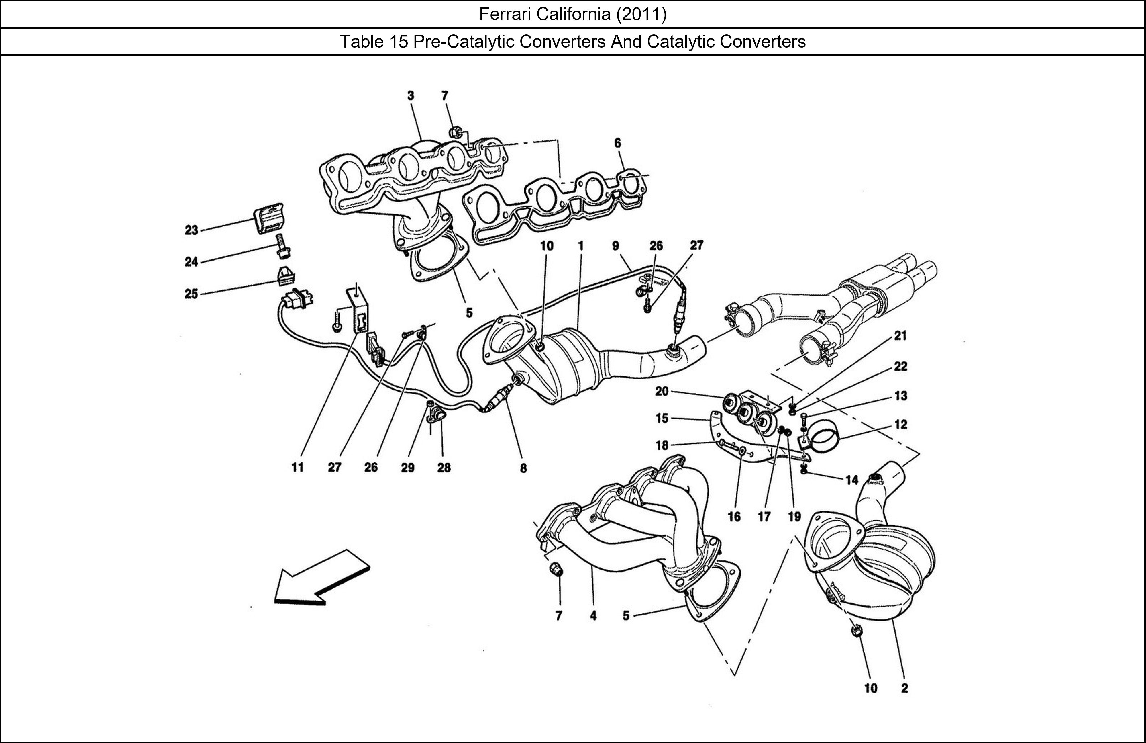 Ferrari Parts Ferrari California (2011) Table 15 Pre-Catalytic Converters And Catalytic Converters