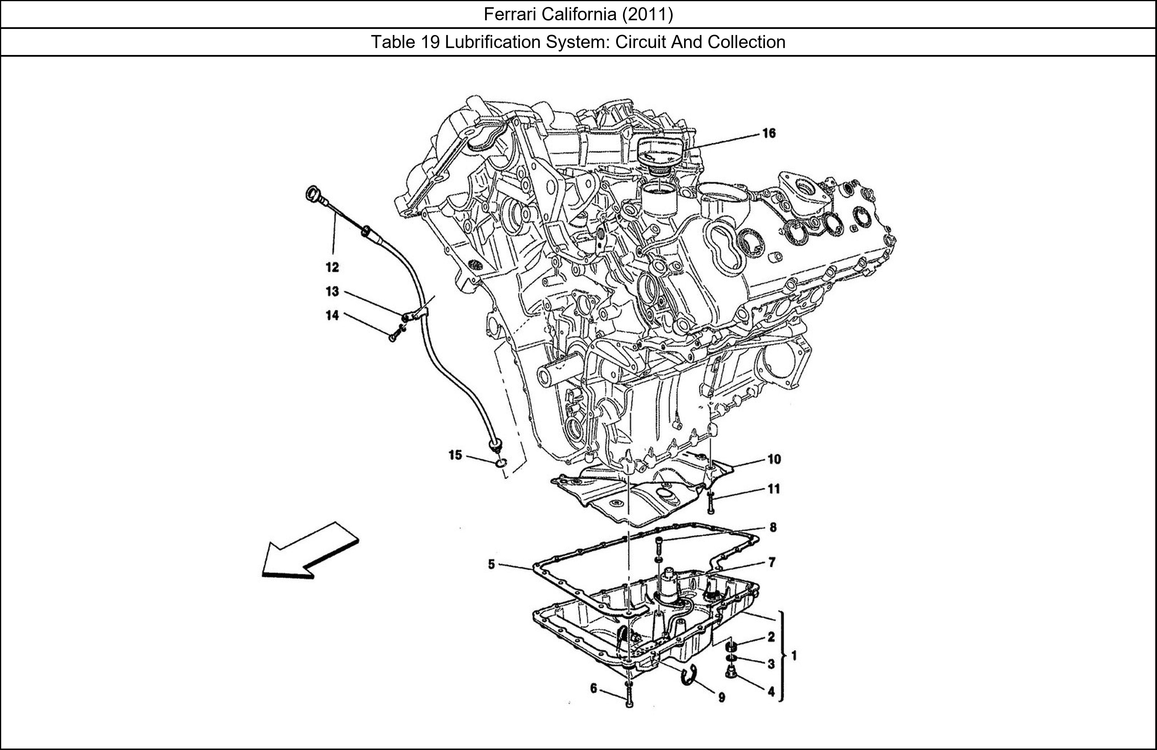 Ferrari Parts Ferrari California (2011) Table 19 Lubrification System: Circuit And Collection