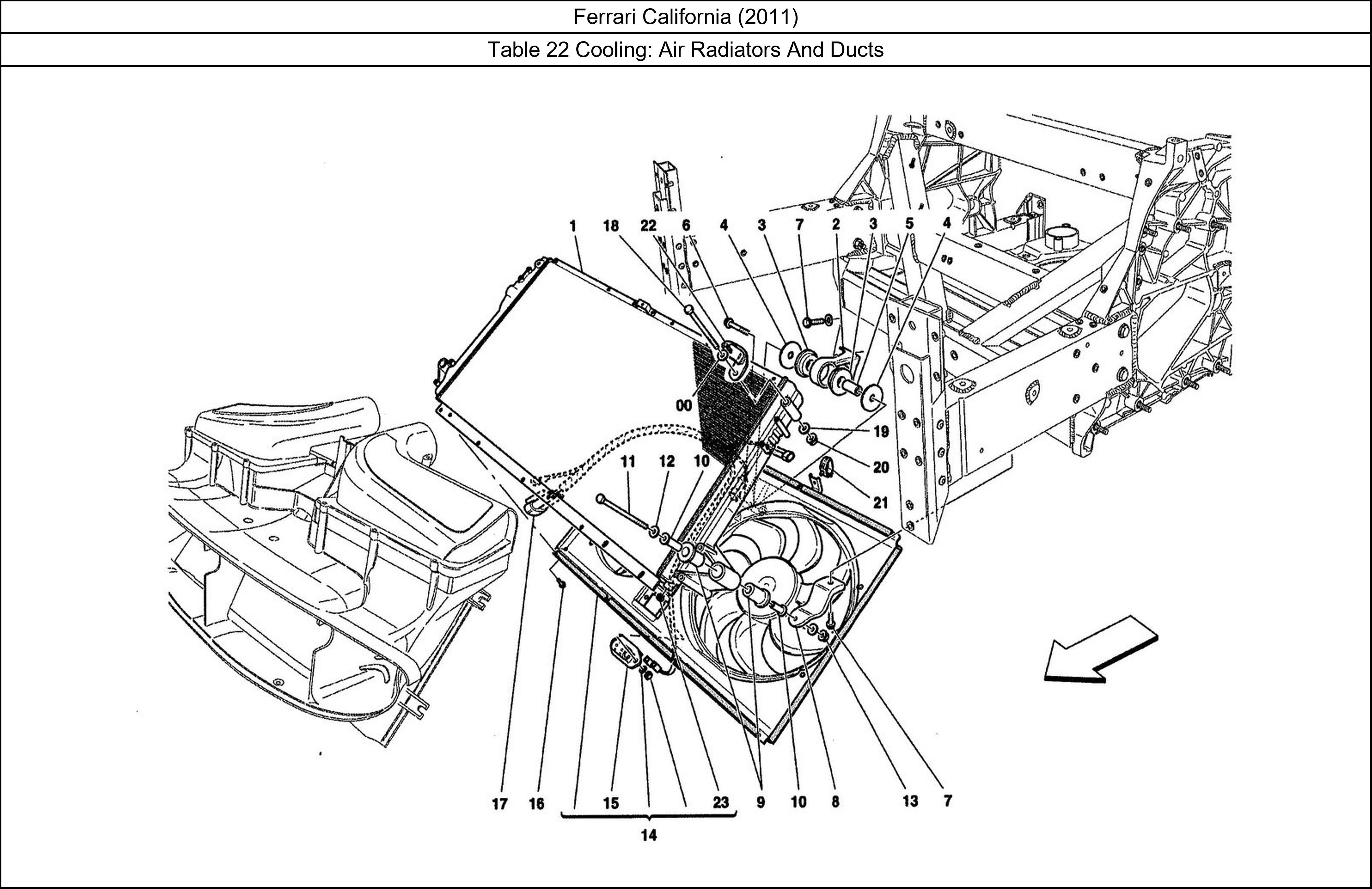 Ferrari Parts Ferrari California (2011) Table 22 Cooling: Air Radiators And Ducts