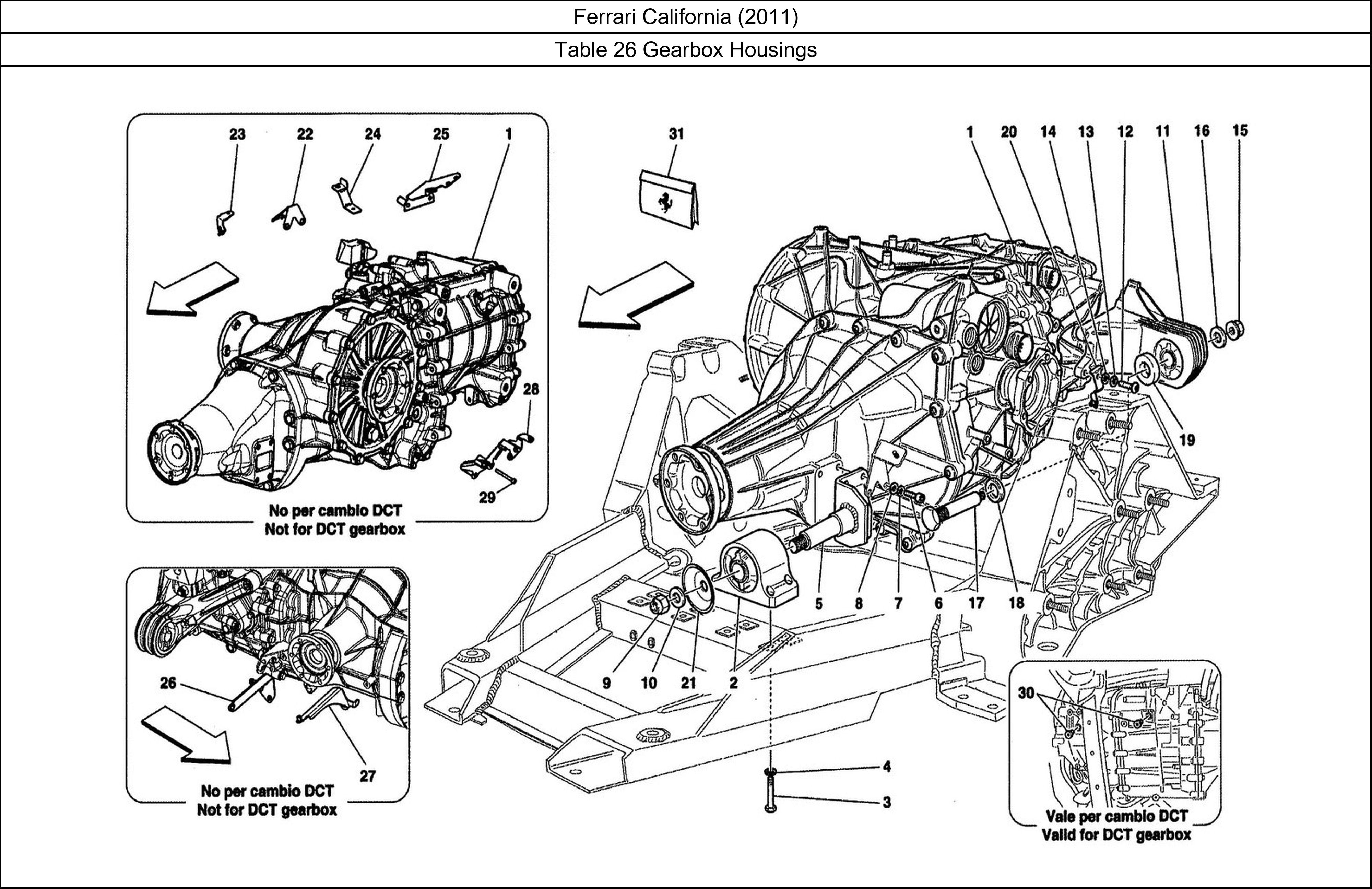 Ferrari Parts Ferrari California (2011) Table 26 Gearbox Housings