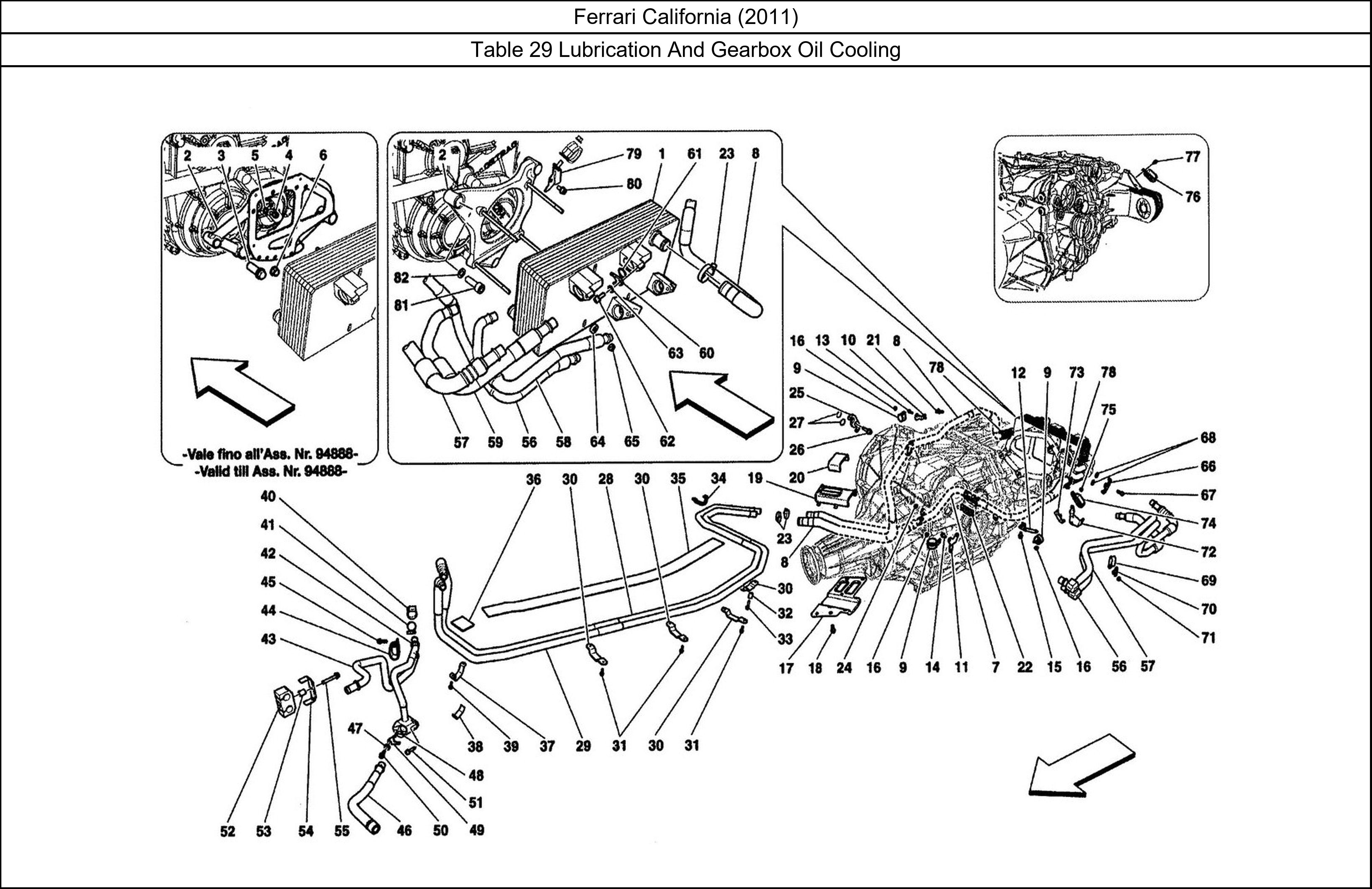 Ferrari Parts Ferrari California (2011) Table 29 Lubrication And Gearbox Oil Cooling