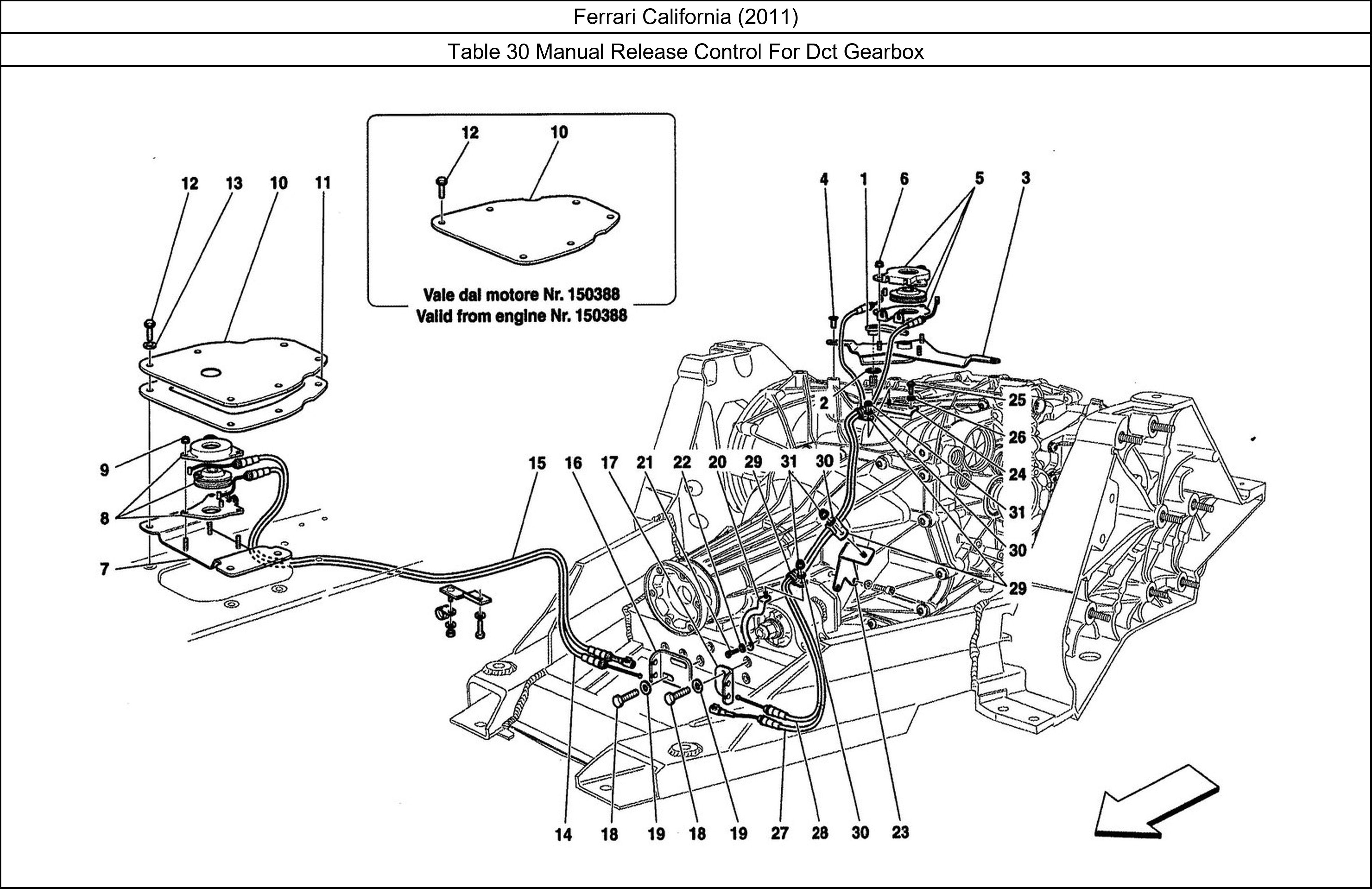 Ferrari Parts Ferrari California (2011) Table 30 Manual Release Control For Dct Gearbox