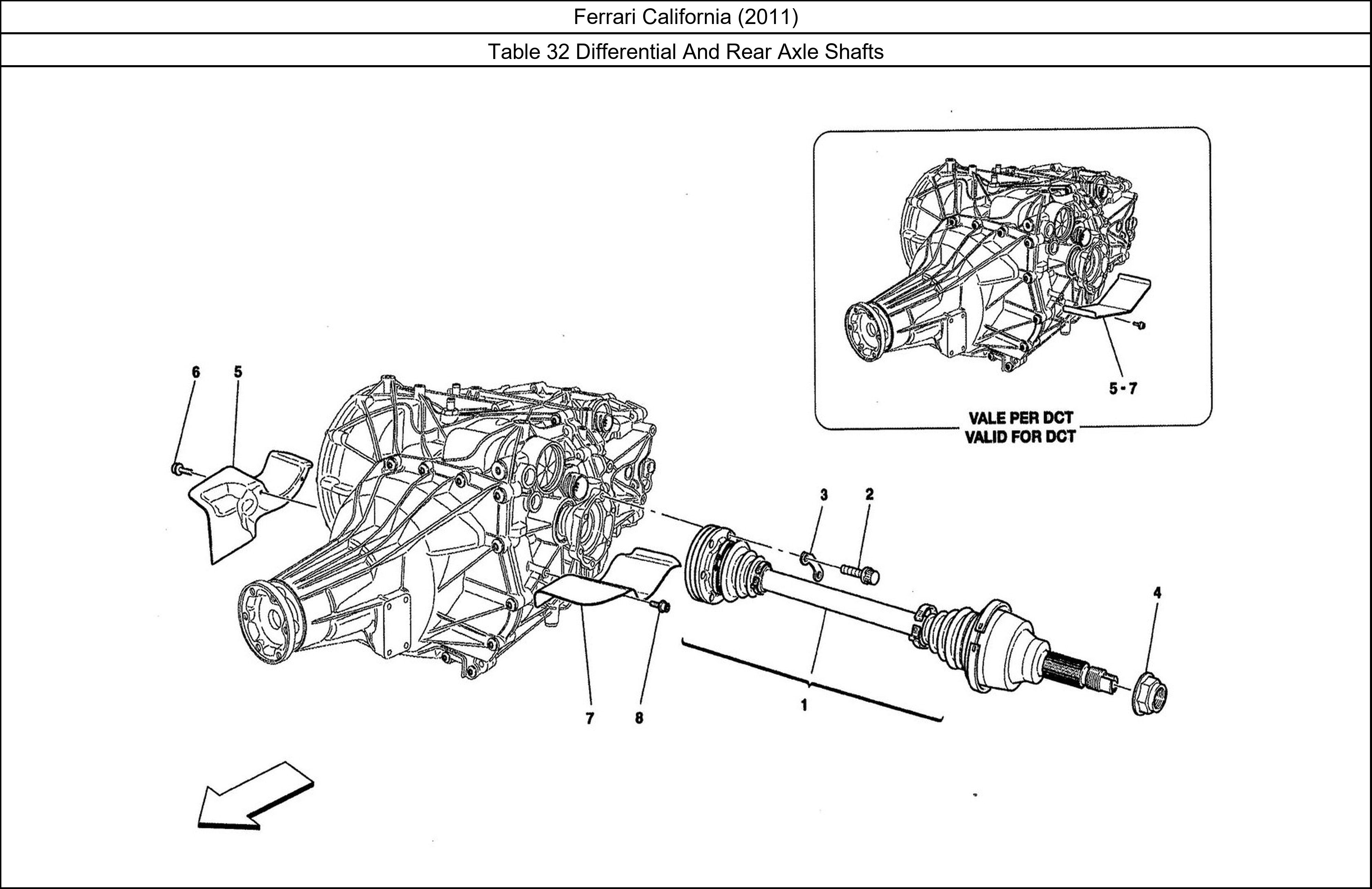 Ferrari Parts Ferrari California (2011) Table 32 Differential And Rear Axle Shafts