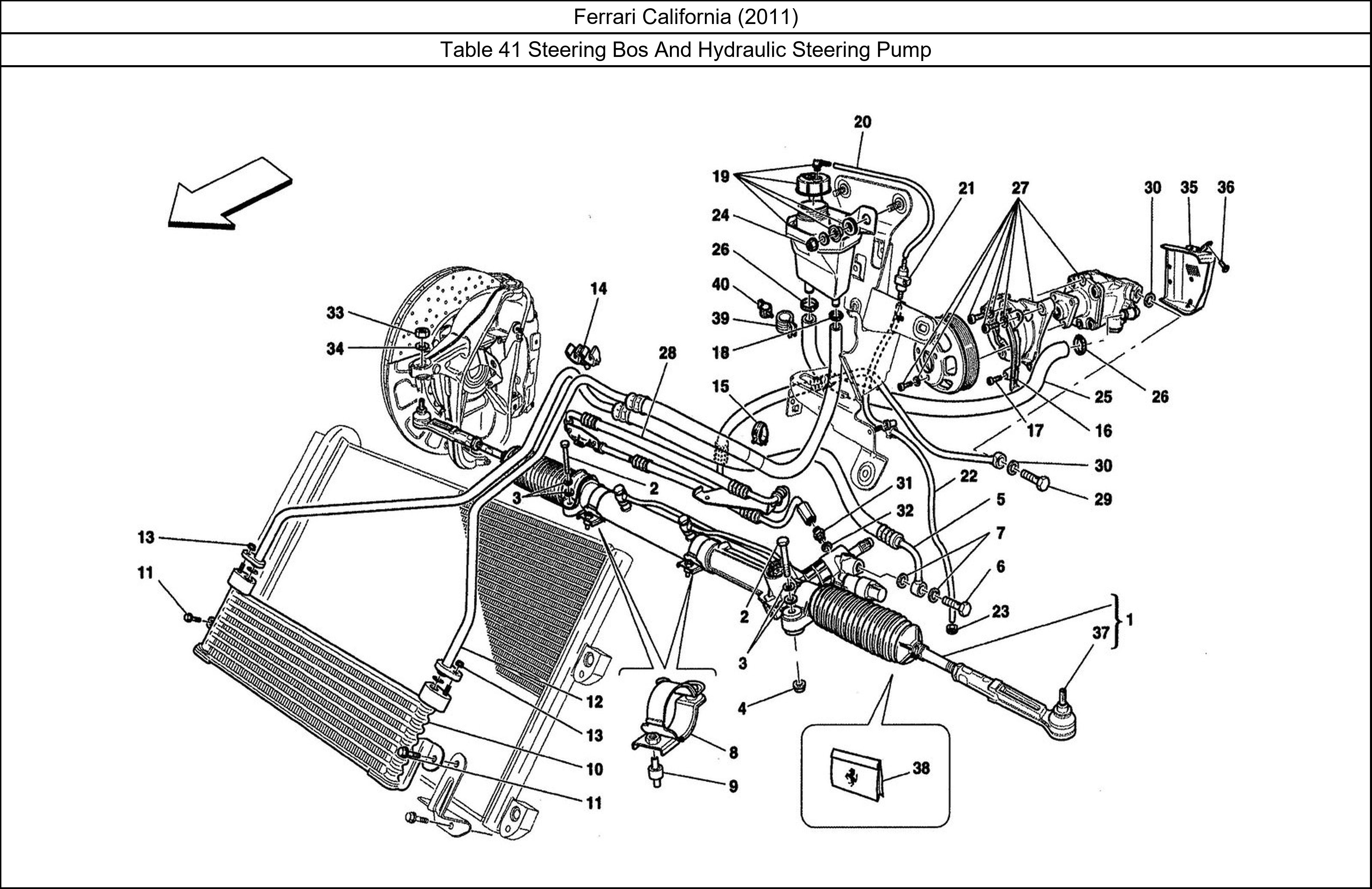 Ferrari Parts Ferrari California (2011) Table 41 Steering Bos And Hydraulic Steering Pump