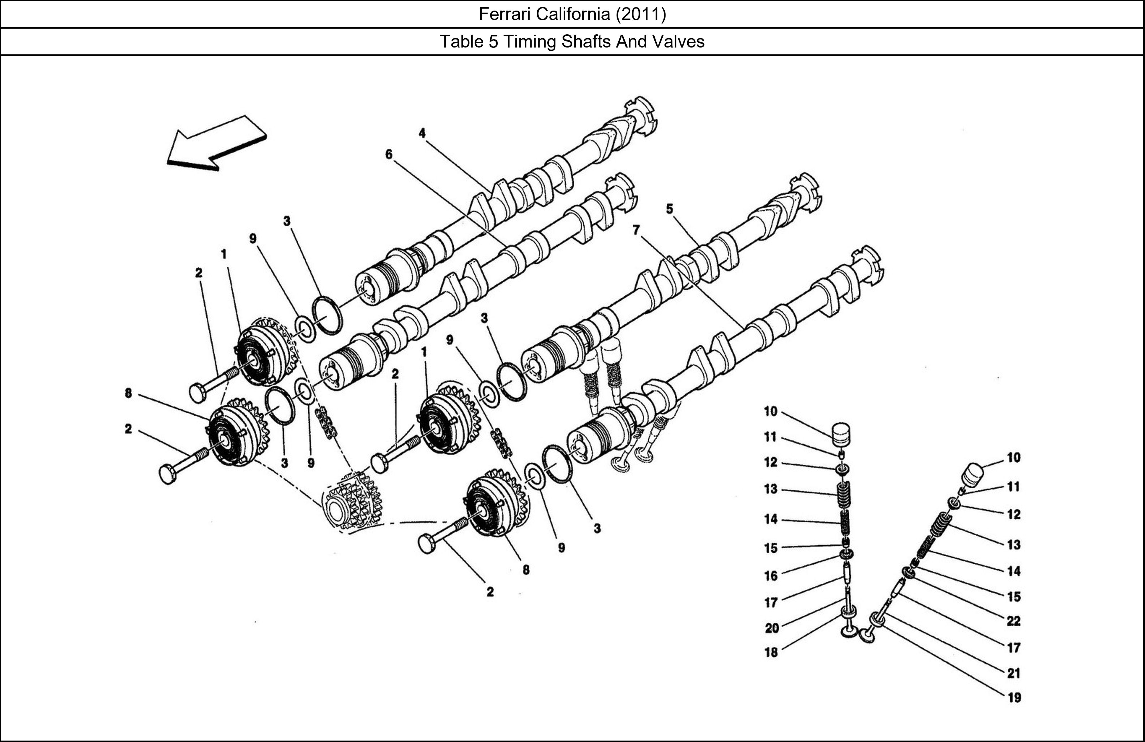 Ferrari Parts Ferrari California (2011) Table 5 Timing Shafts And Valves