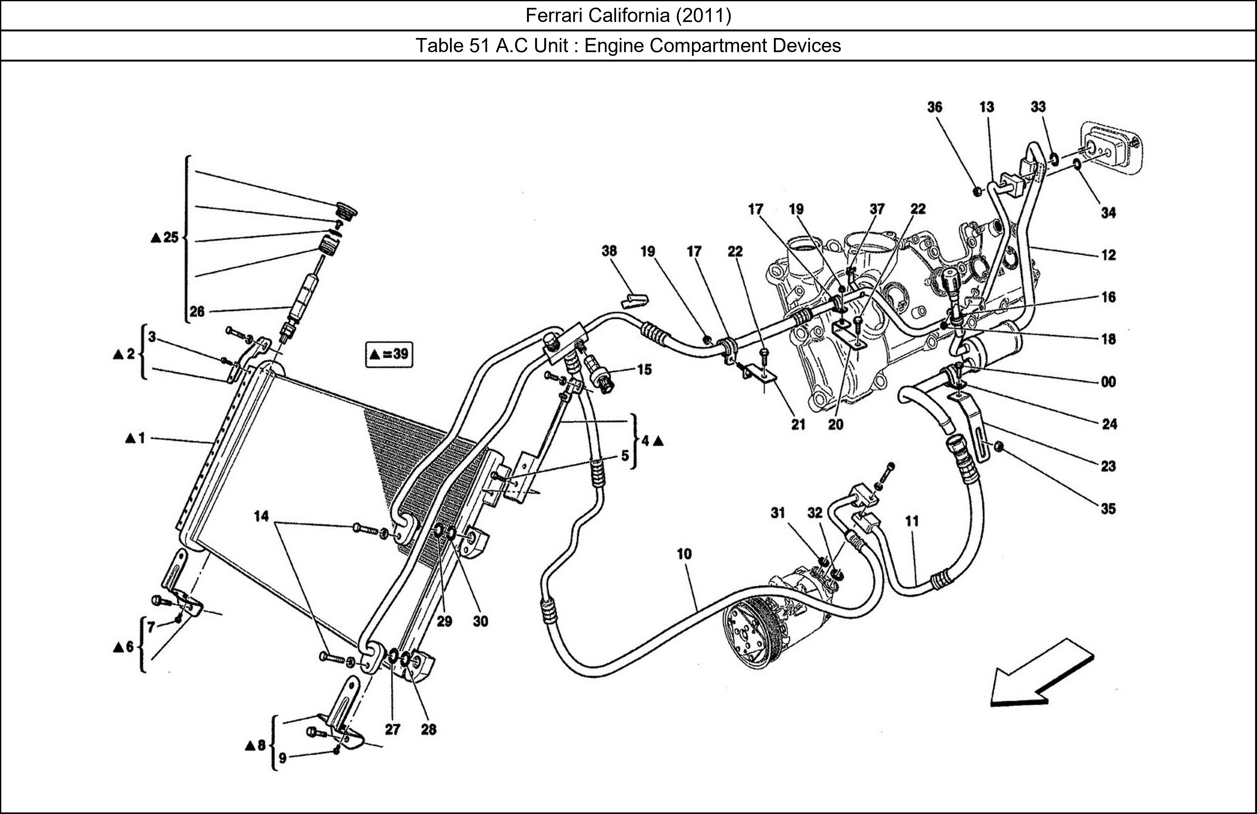 Ferrari Parts Ferrari California (2011) Table 51 A.C Unit : Engine Compartment Devices