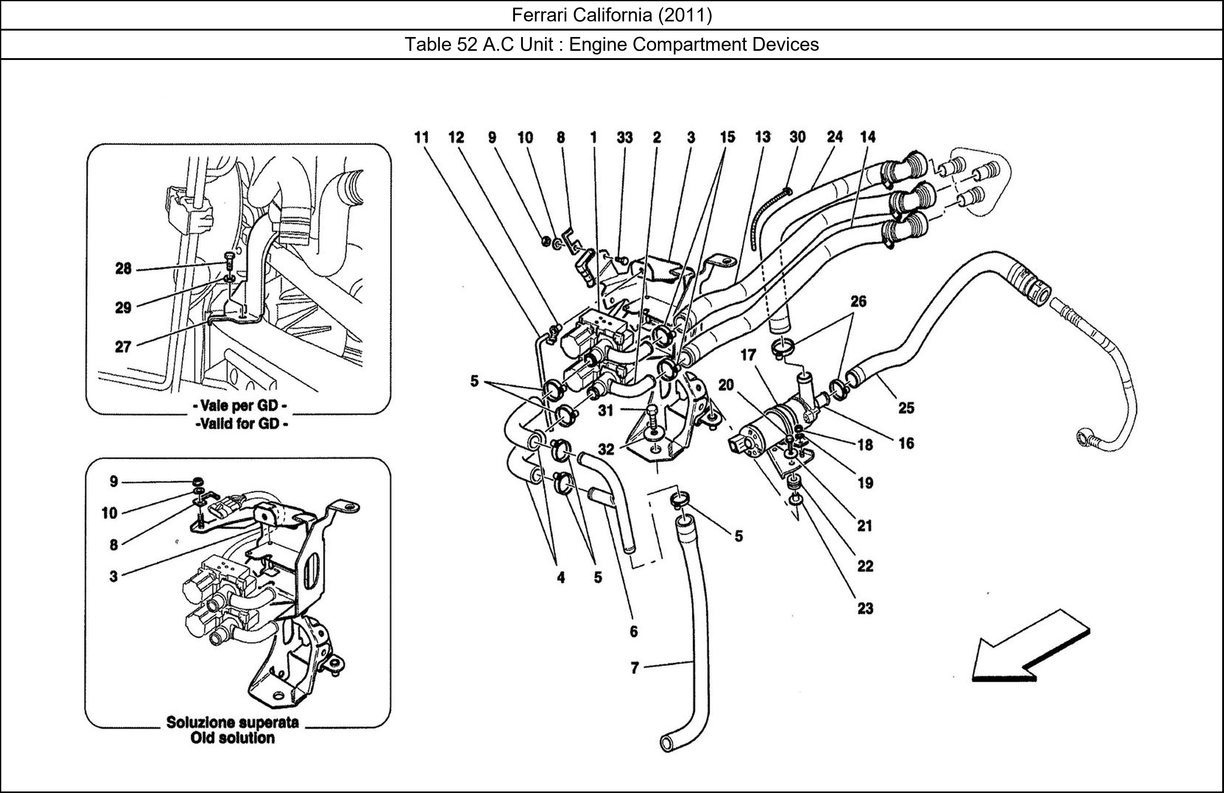 Ferrari Parts Ferrari California (2011) Table 52 A.C Unit : Engine Compartment Devices