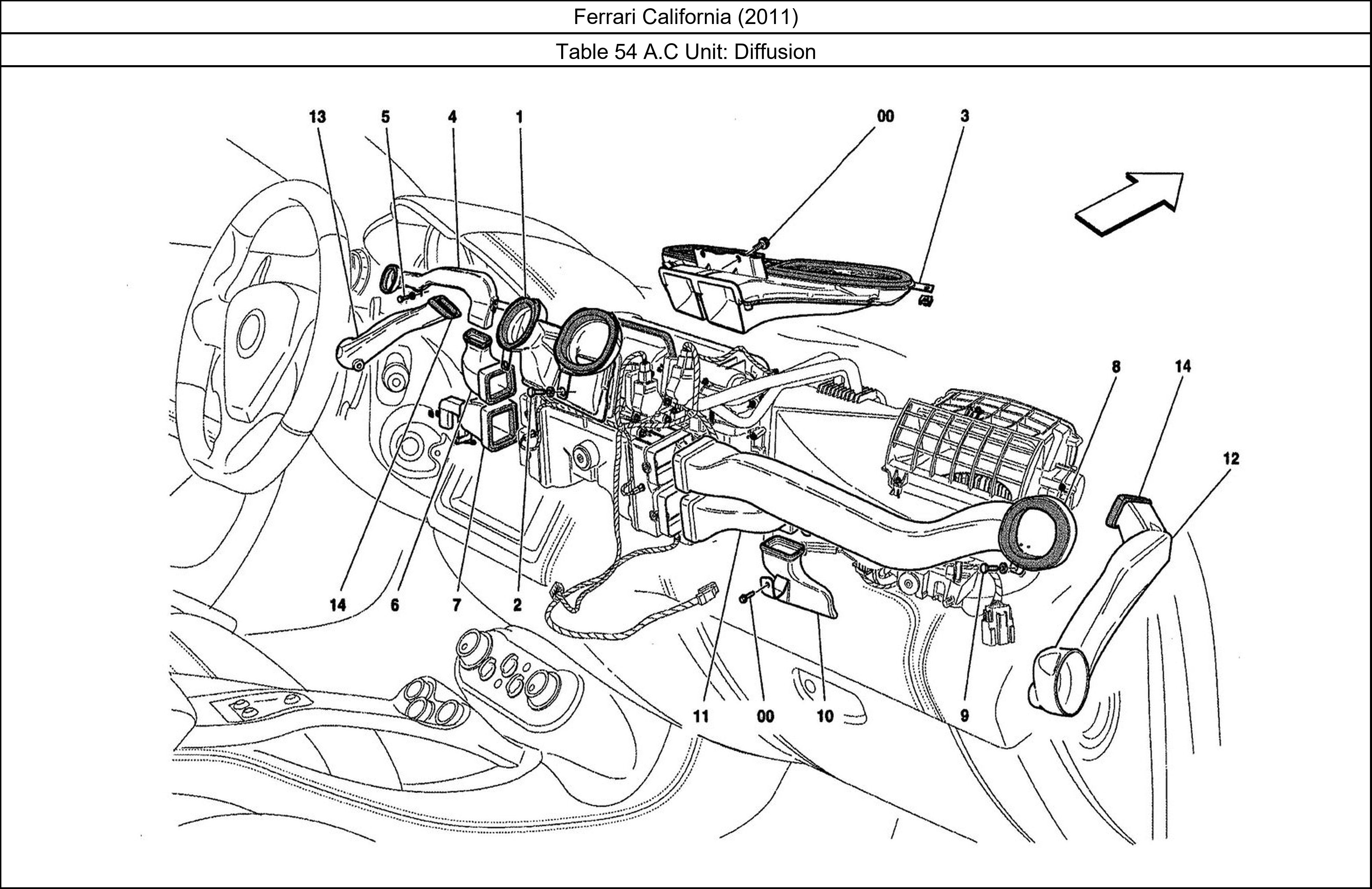 Ferrari Parts Ferrari California (2011) Table 54 A.C Unit: Diffusion