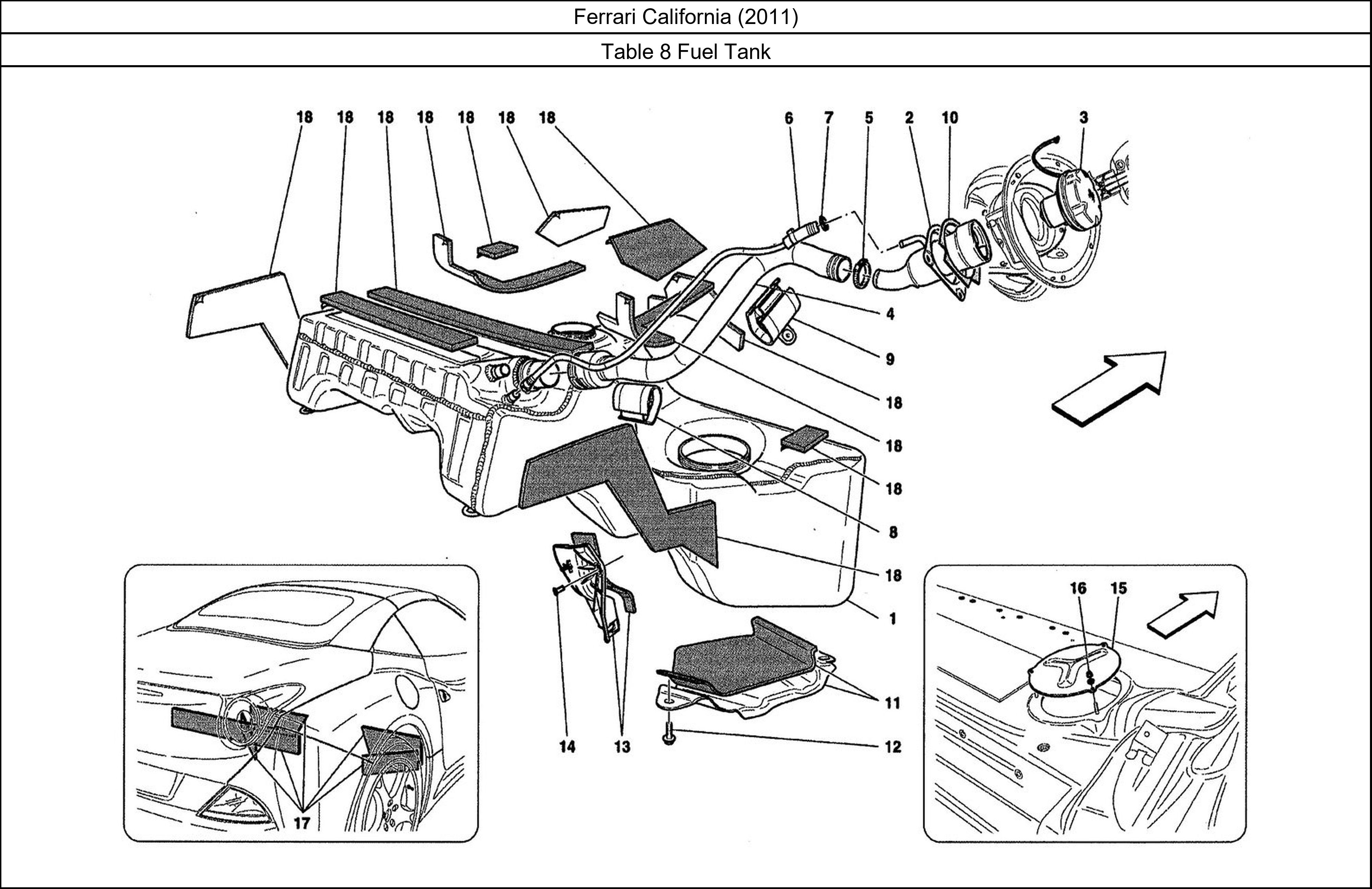Ferrari Parts Ferrari California (2011) Table 8 Fuel Tank