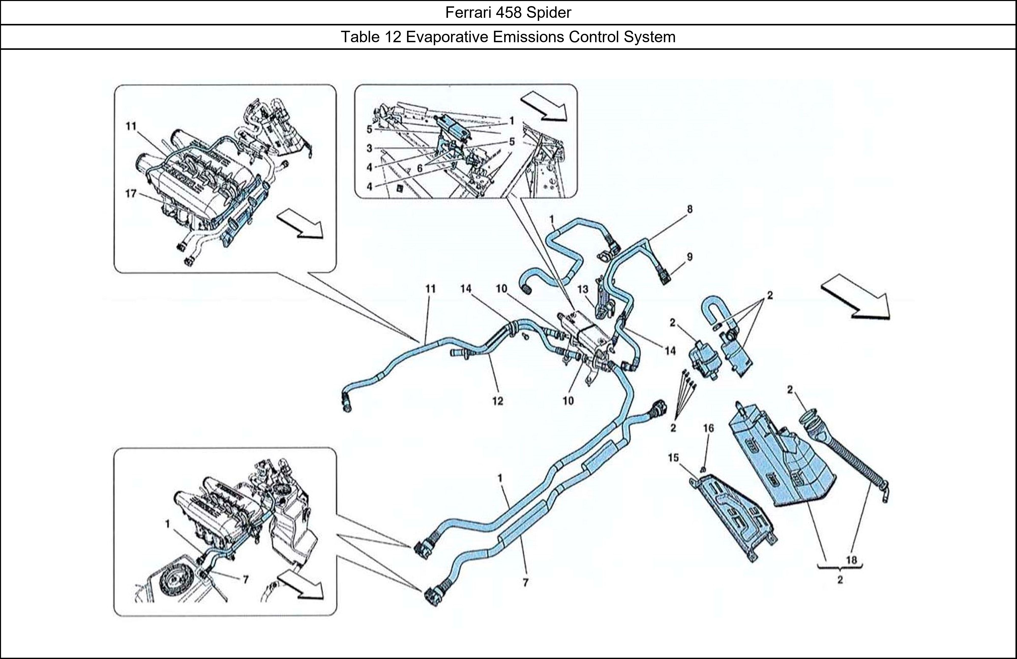 Ferrari Parts Ferrari 458 Spider Table 12 Evaporative Emissions Control System