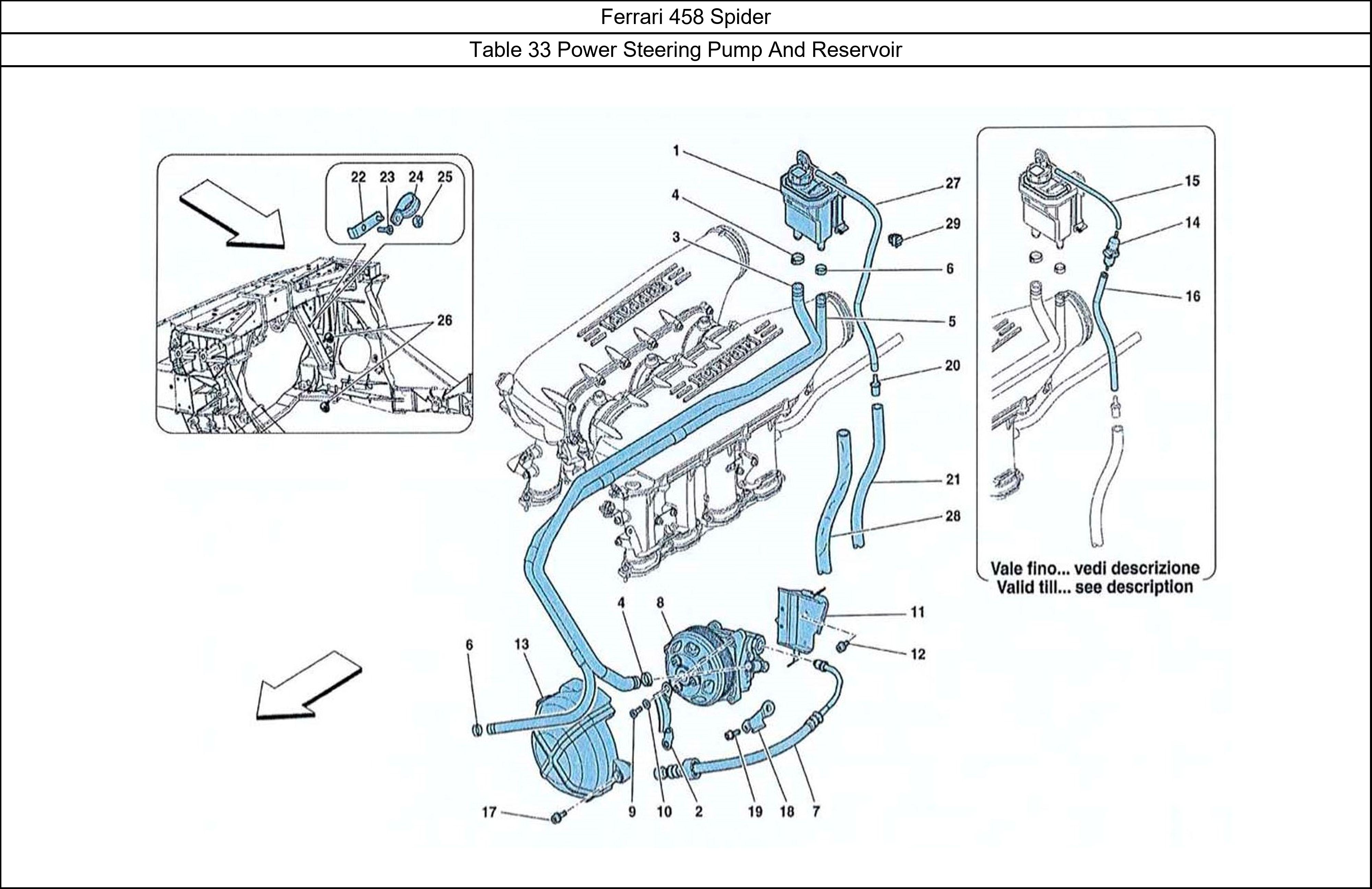 Ferrari Parts Ferrari 458 Spider Table 33 Power Steering Pump And Reservoir