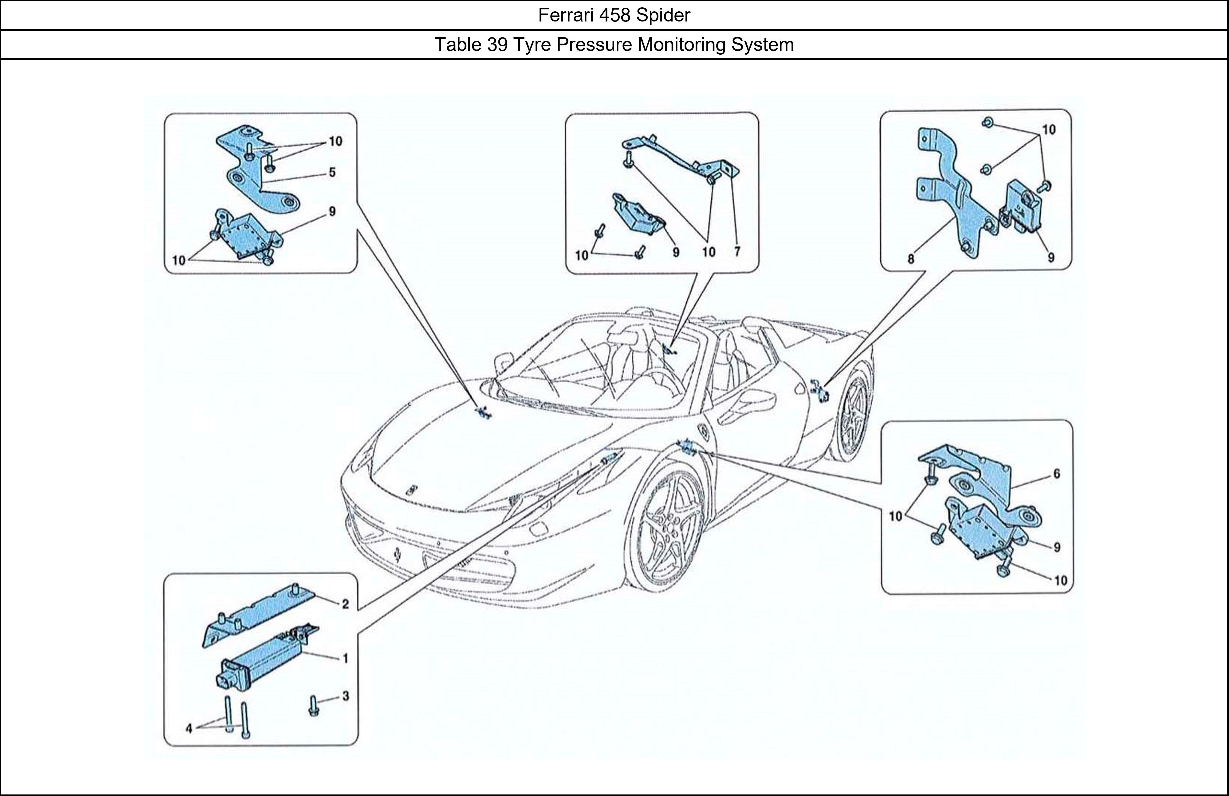 Ferrari Parts Ferrari 458 Spider Table 39 Tyre Pressure Monitoring System