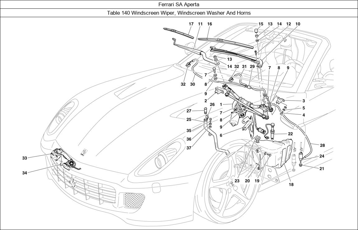 Ferrari Parts Ferrari SA Aperta Table 140 Windscreen Wiper, Windscreen Washer And Horns