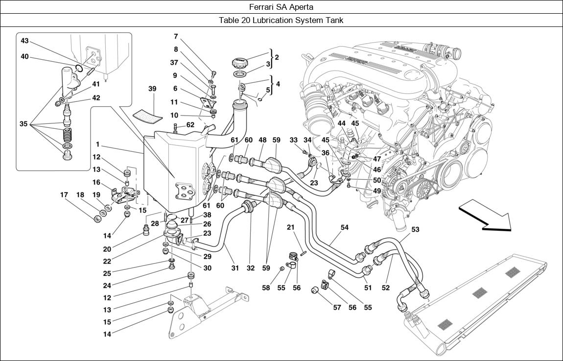 Ferrari Parts Ferrari SA Aperta Table 20 Lubrication System Tank