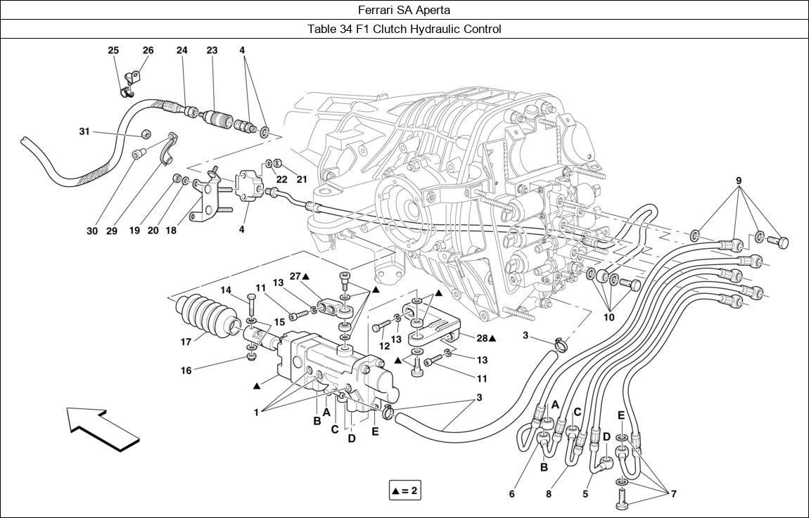 Ferrari Parts Ferrari SA Aperta Table 34 F1 Clutch Hydraulic Control