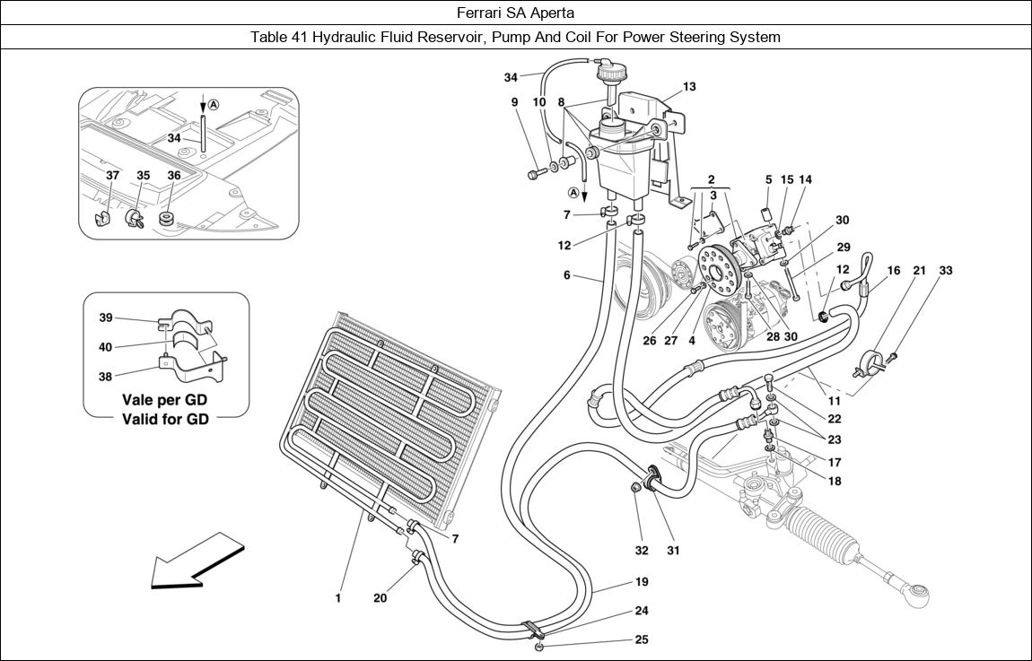 Ferrari Parts Ferrari SA Aperta Table 41 Hydraulic Fluid Reservoir, Pump And Coil For Power Steering System