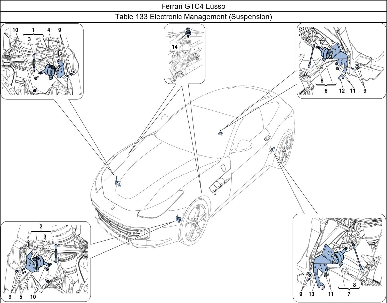 Ferrari Parts Ferrari GTC4 Lusso Table 133 Electronic Management (Suspension)