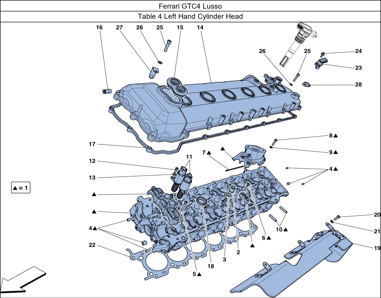 Ferrari Parts Ferrari GTC4 Lusso Table 4 Left Hand Cylinder Head