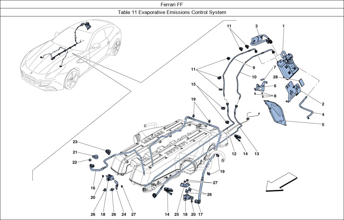Ferrari Parts Ferrari FF Table 11 Evaporative Emissions Control System